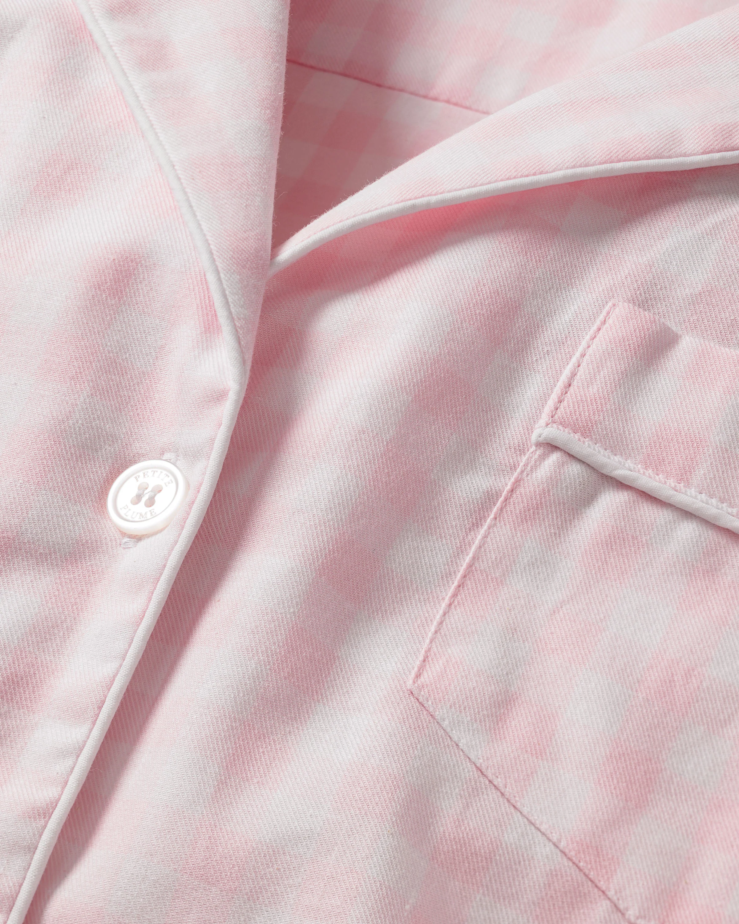 Women's Twill Pajama Short Set in Pink Gingham - Image 6