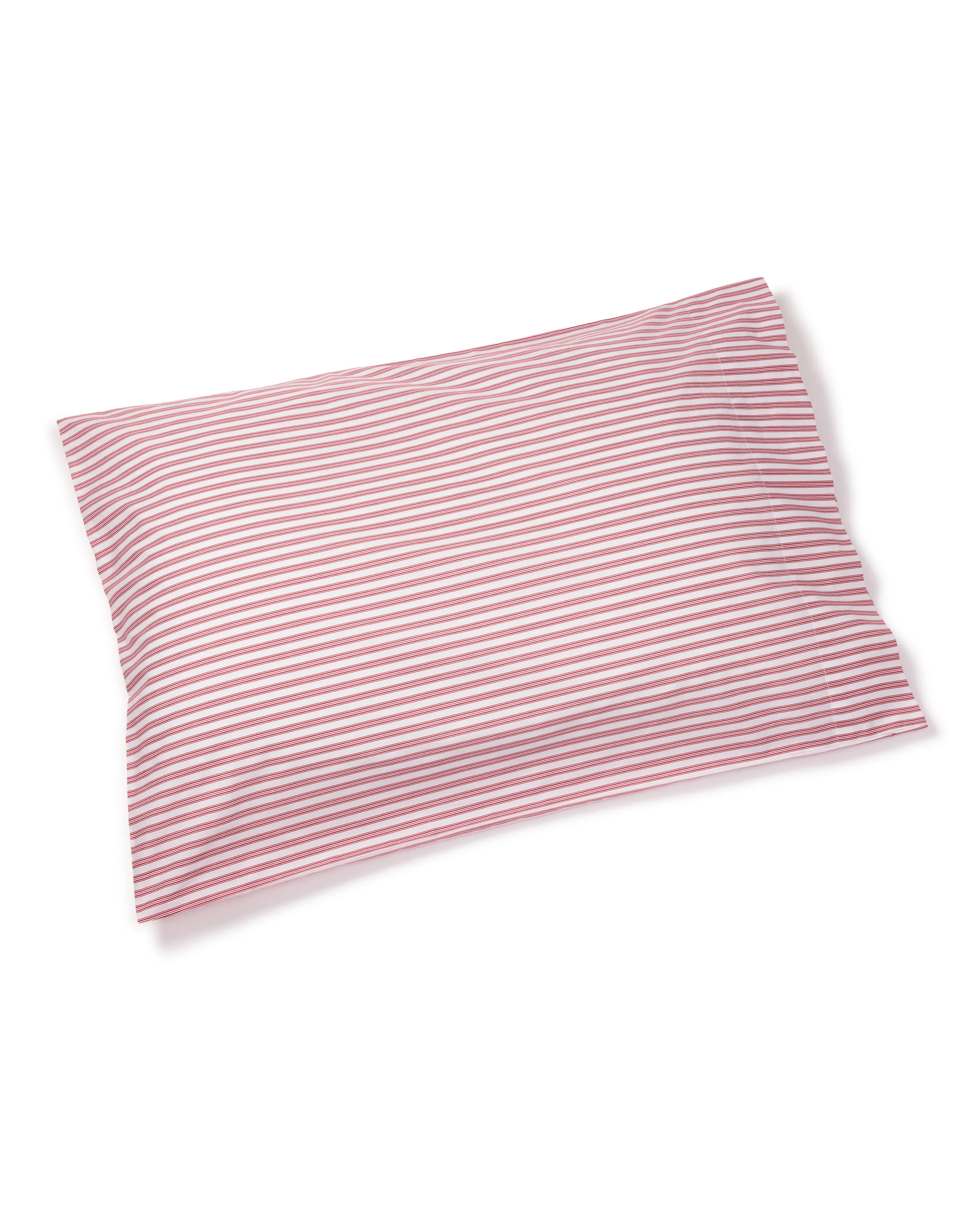 Luxe Premium Percale Bed Sheets in Antique Red Ticking - Image 4