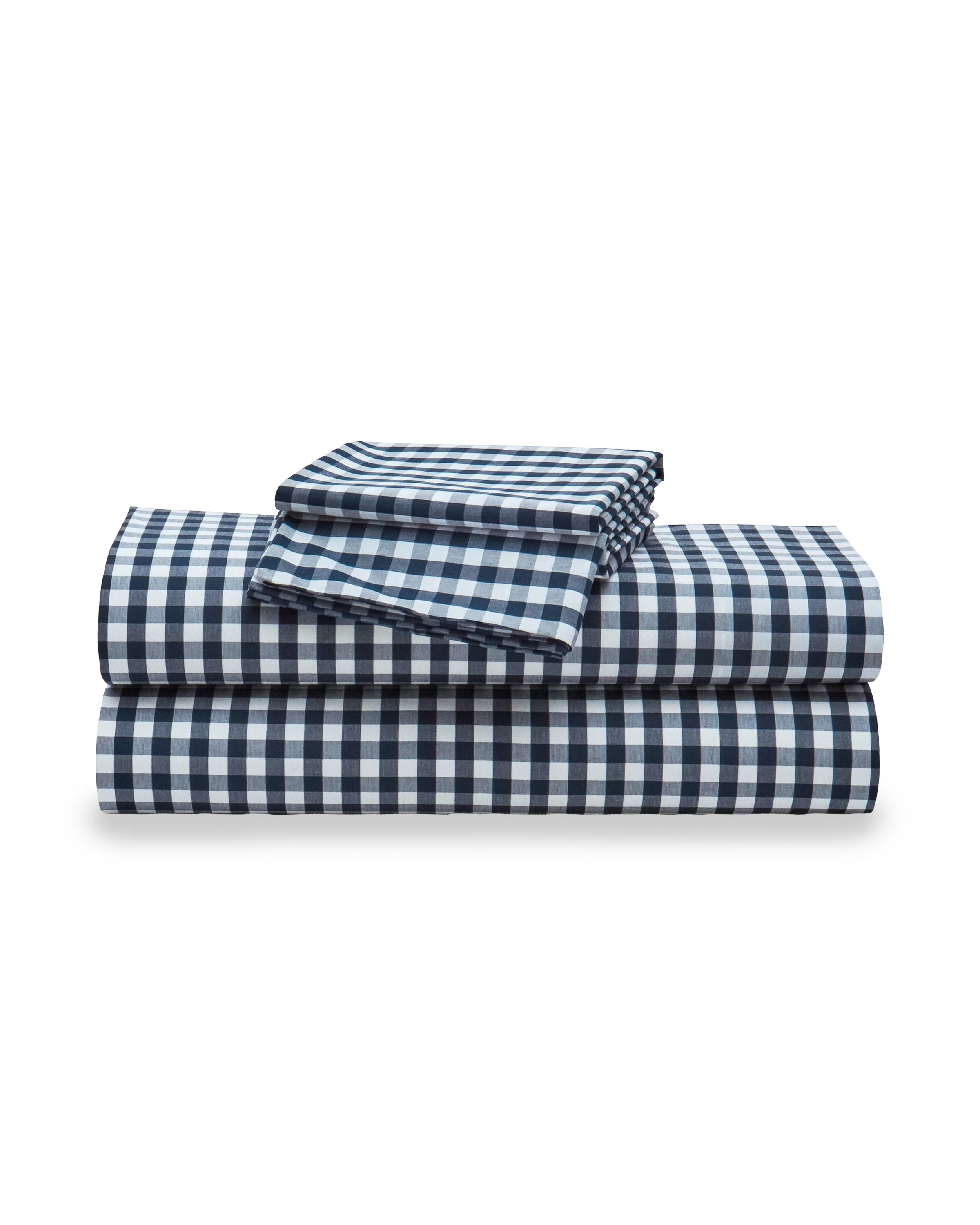 Luxe Premium Percale Bed Sheets in Navy Gingham