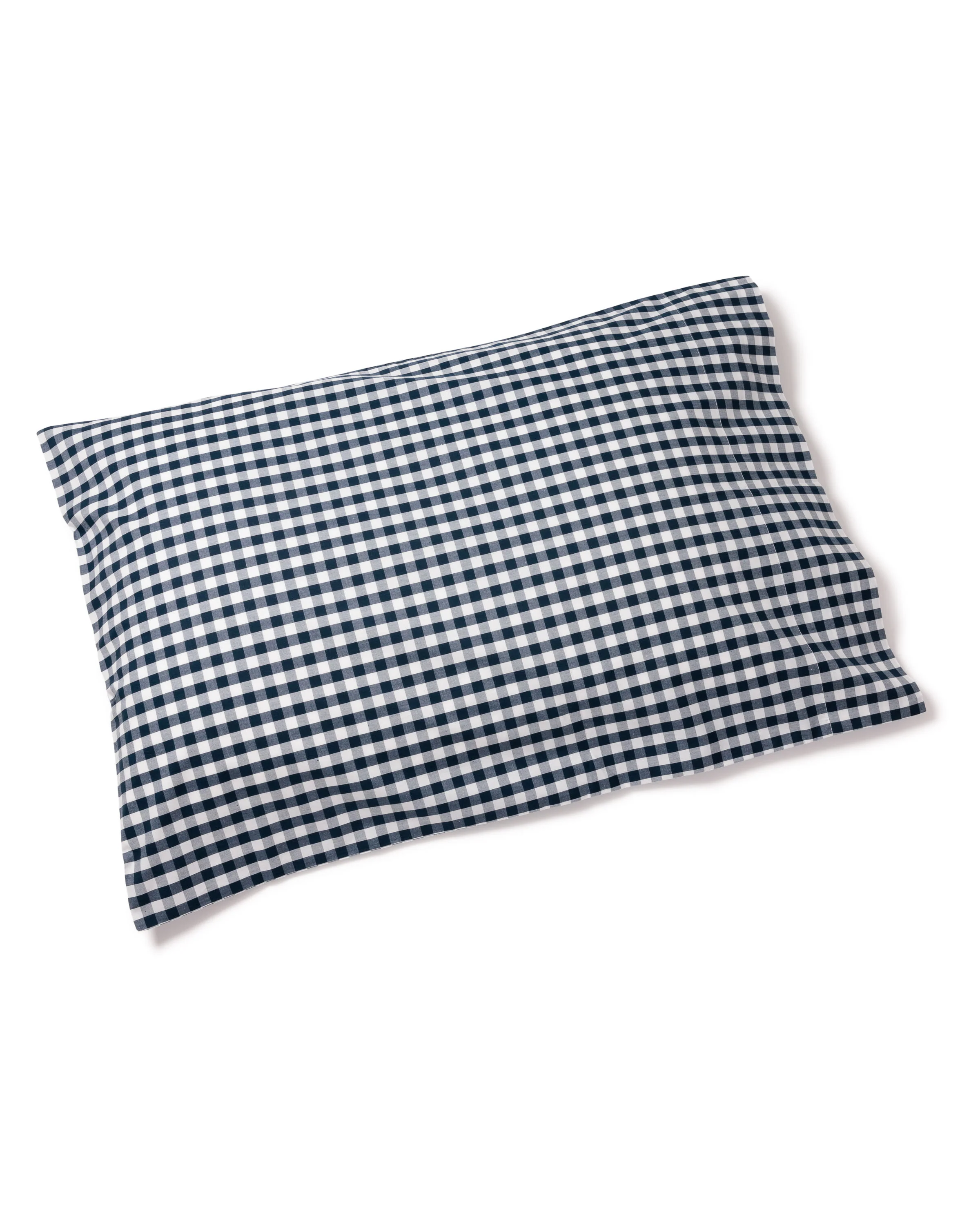 Luxe Premium Percale Bed Sheets in Navy Gingham - Image 3