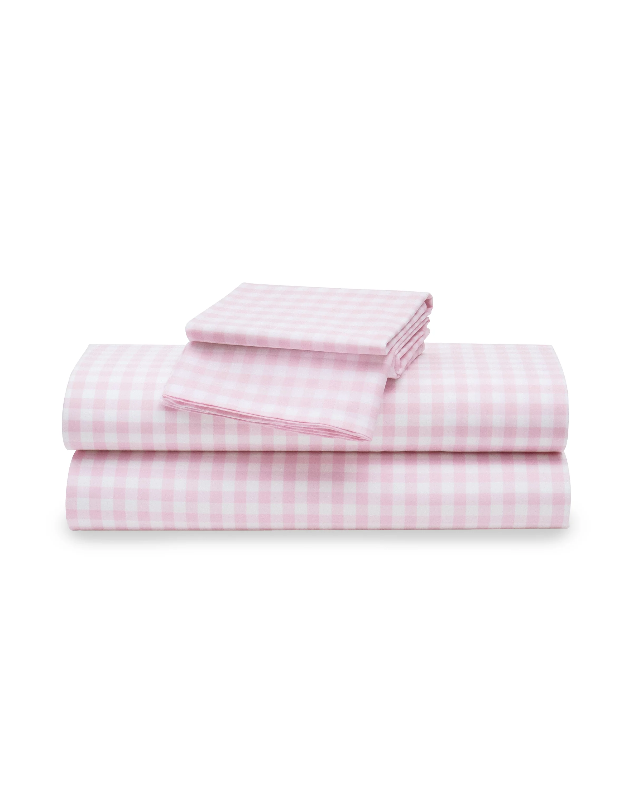 Luxe Premium Percale Bed Sheets in Pink Gingham