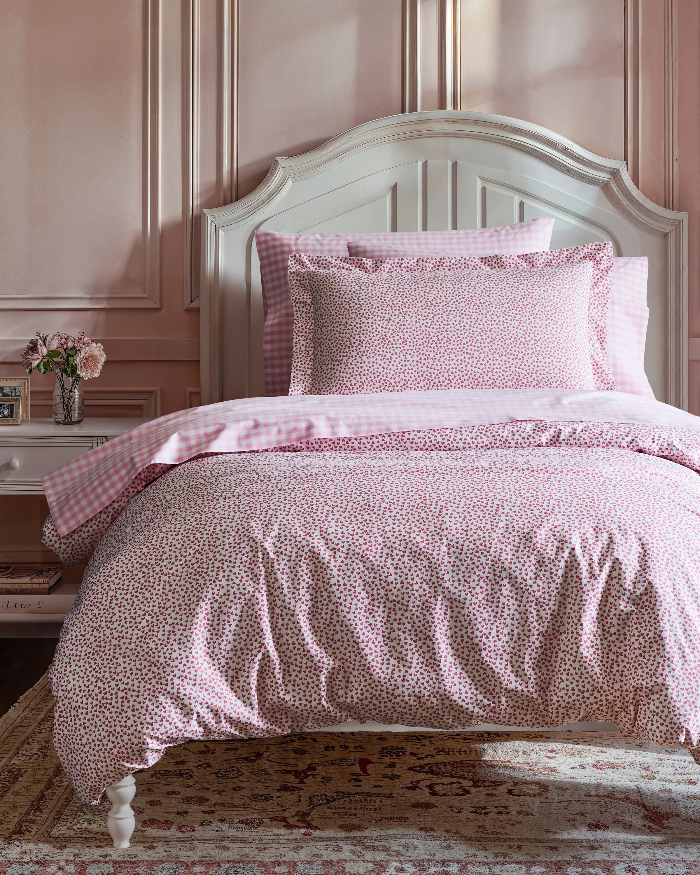 Luxe Premium Percale Bed Sheets in Pink Gingham - Image 2
