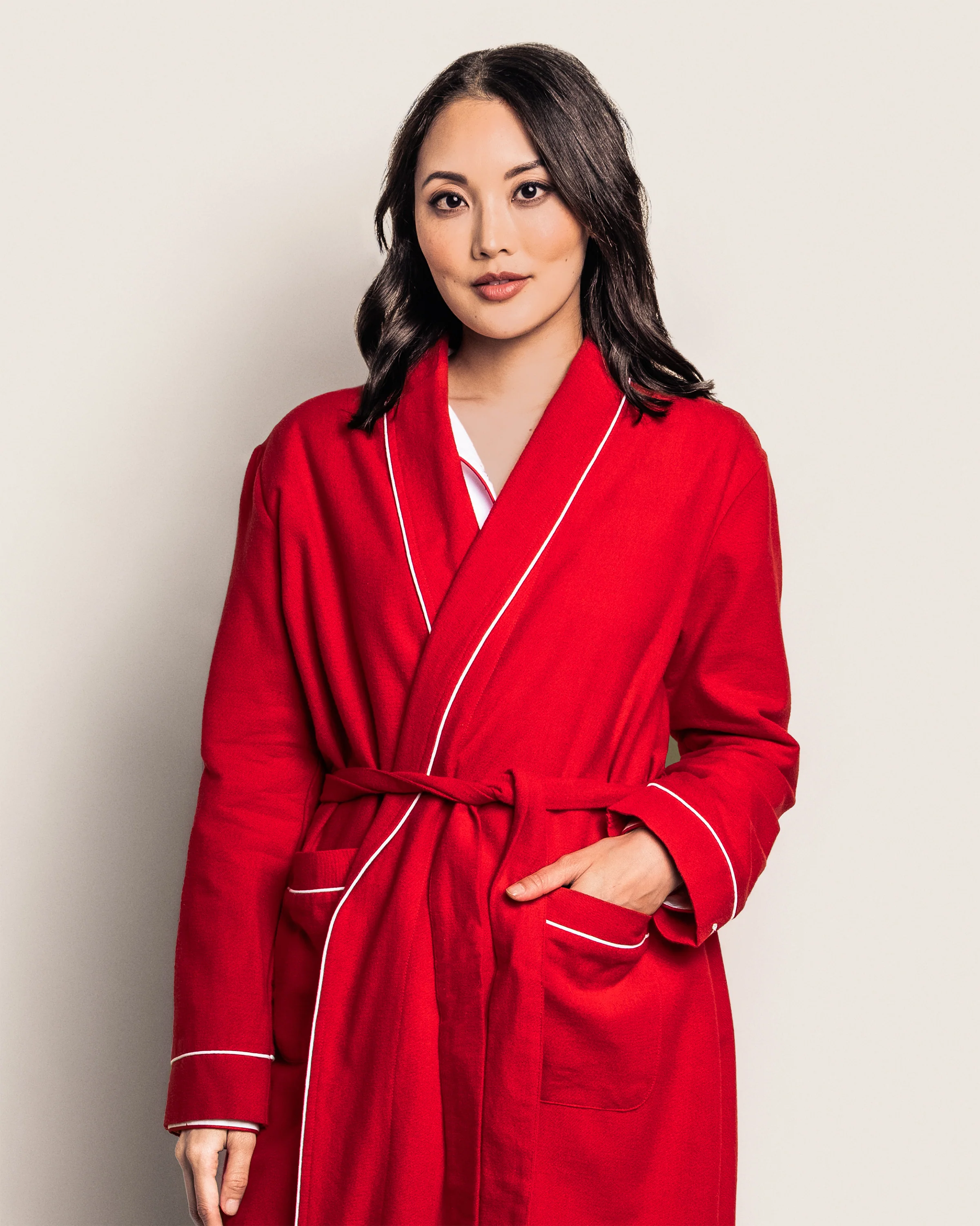 Women's Flannel Robe in Red - Image 3