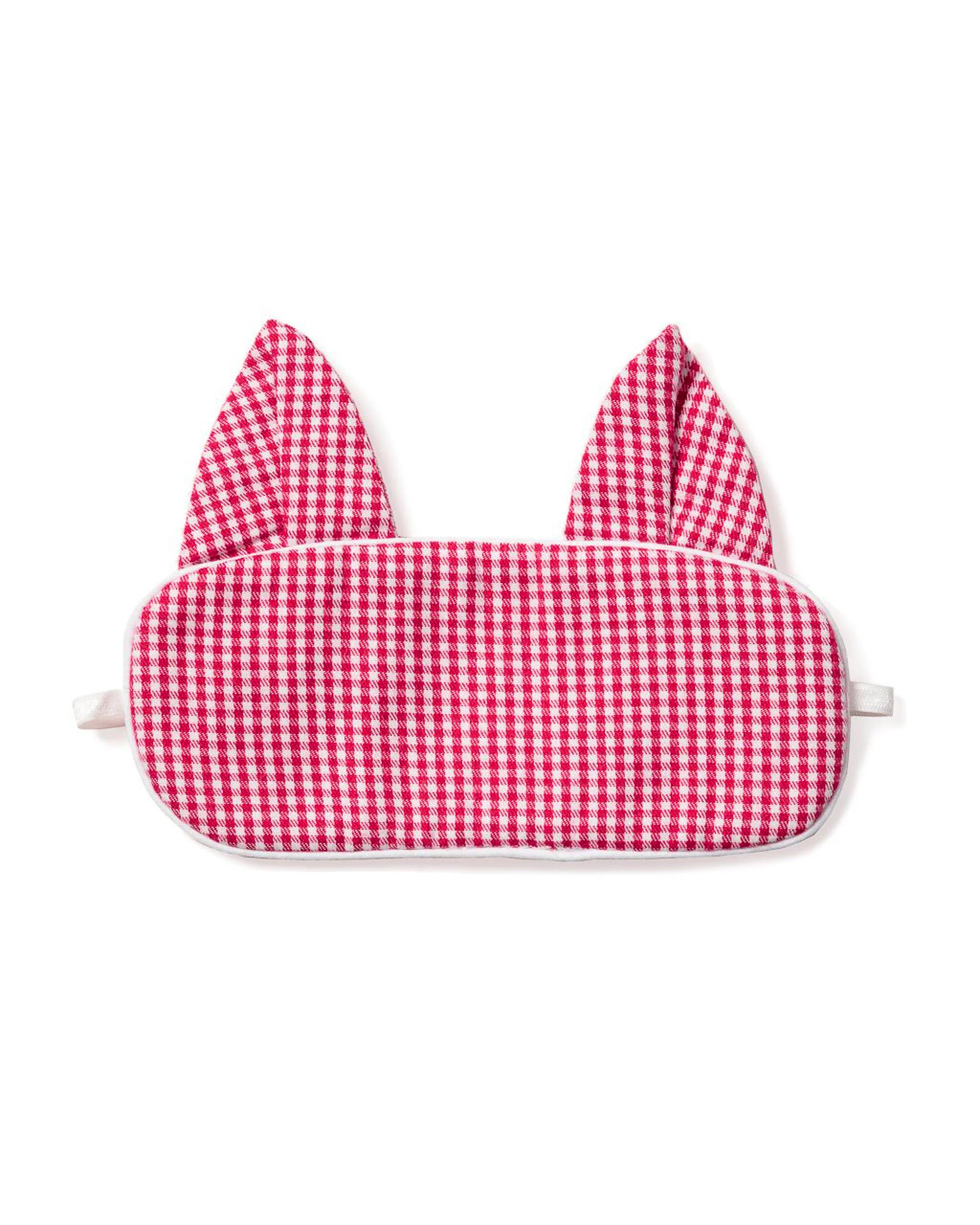 Kid's Flannel Kitty Sleep Mask in Red Mini Gingham