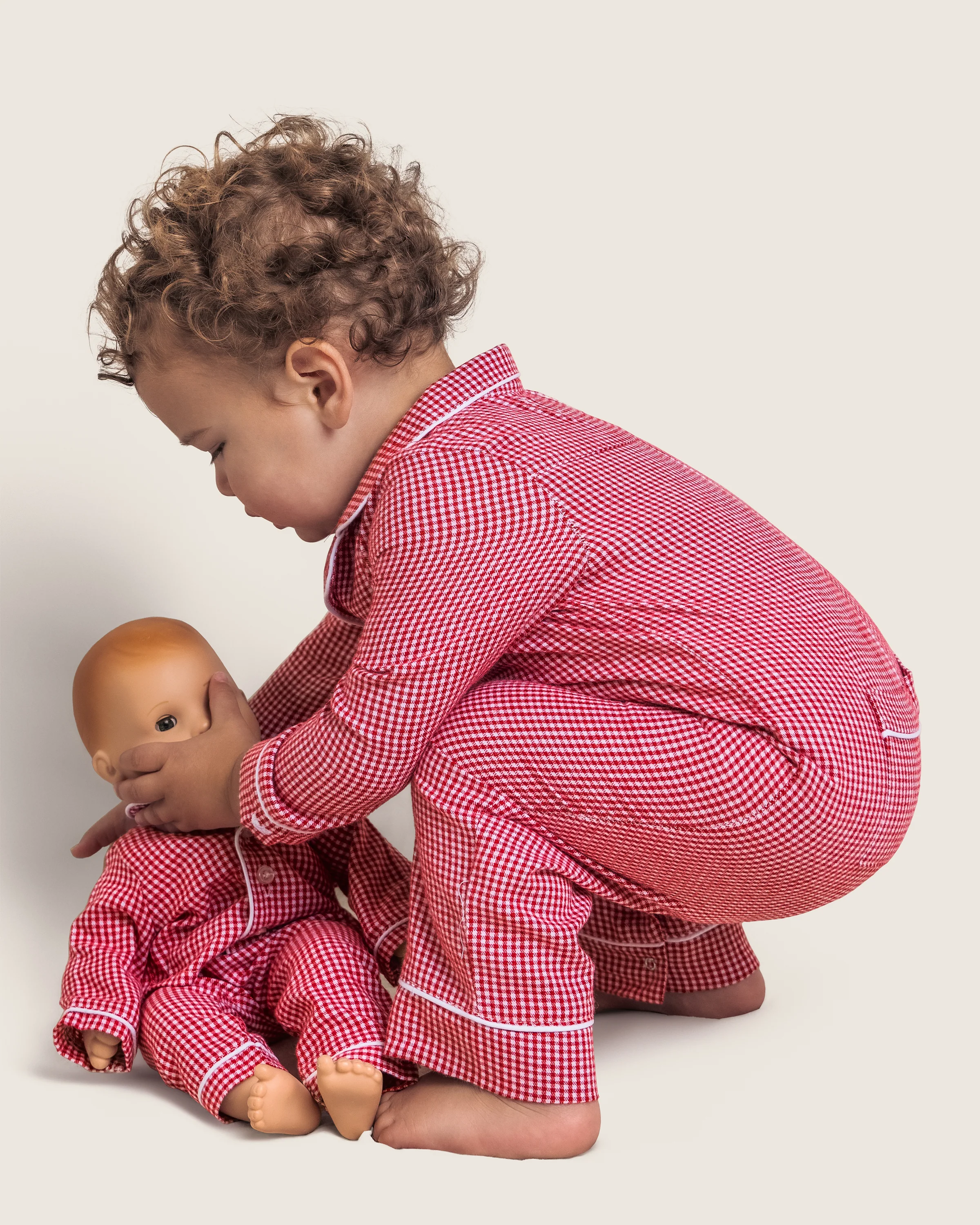Baby's Flannel Romper in Red Mini Gingham - Image 3