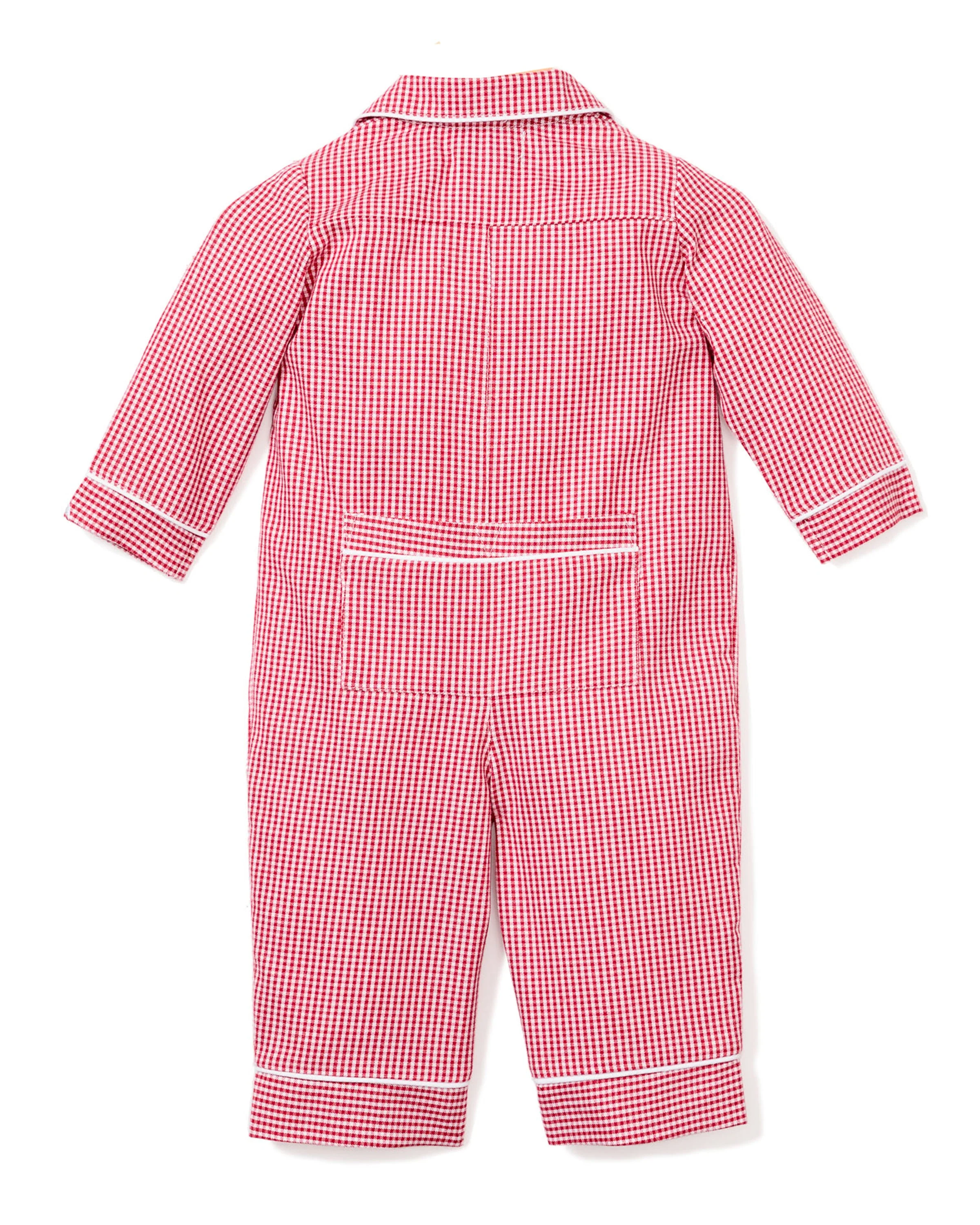 Baby's Flannel Romper in Red Mini Gingham - Image 4