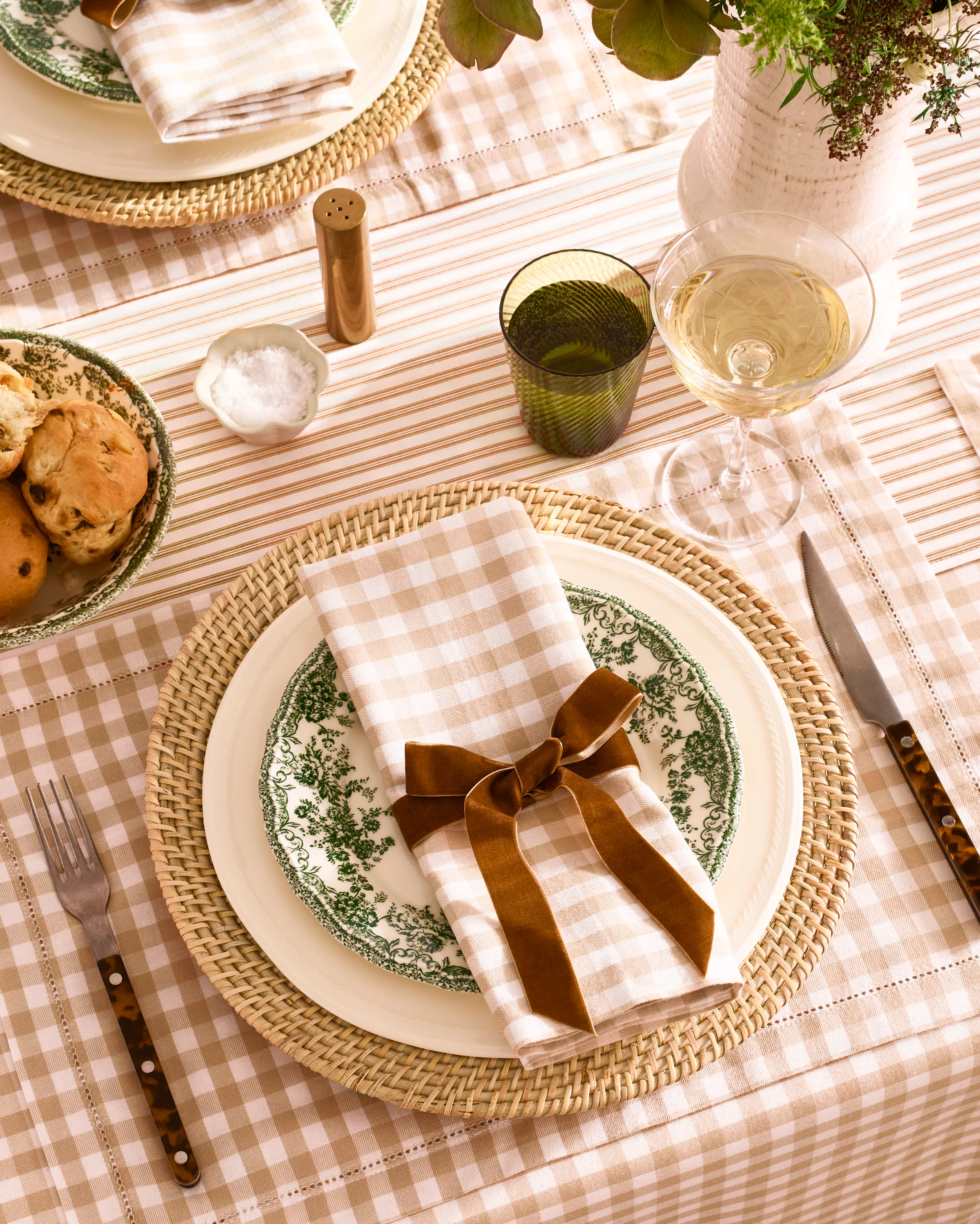 Signature Twill Table Runner in Camel Ticking - Image 3