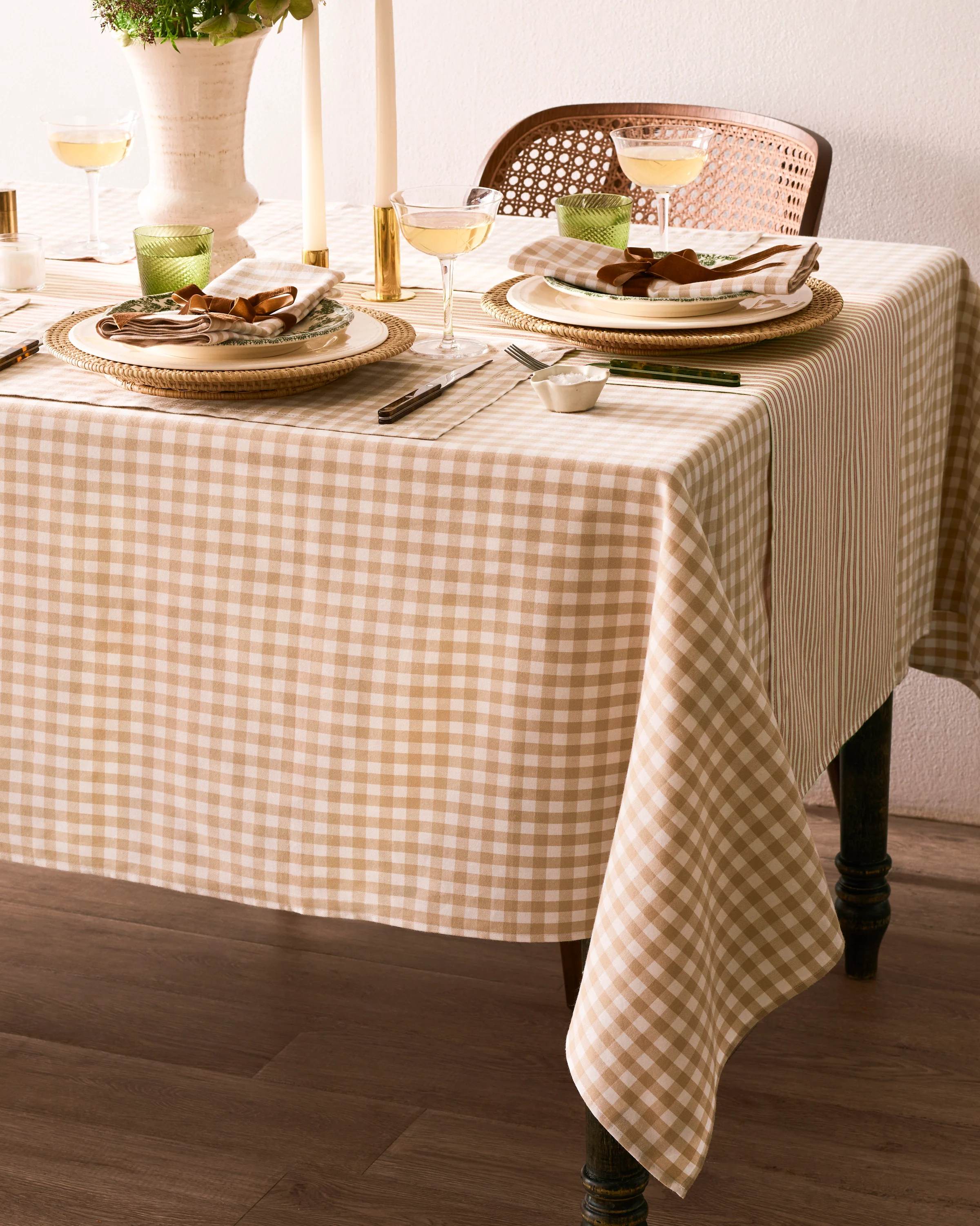 Signature Twill Tablecloth in Camel Gingham - Image 2