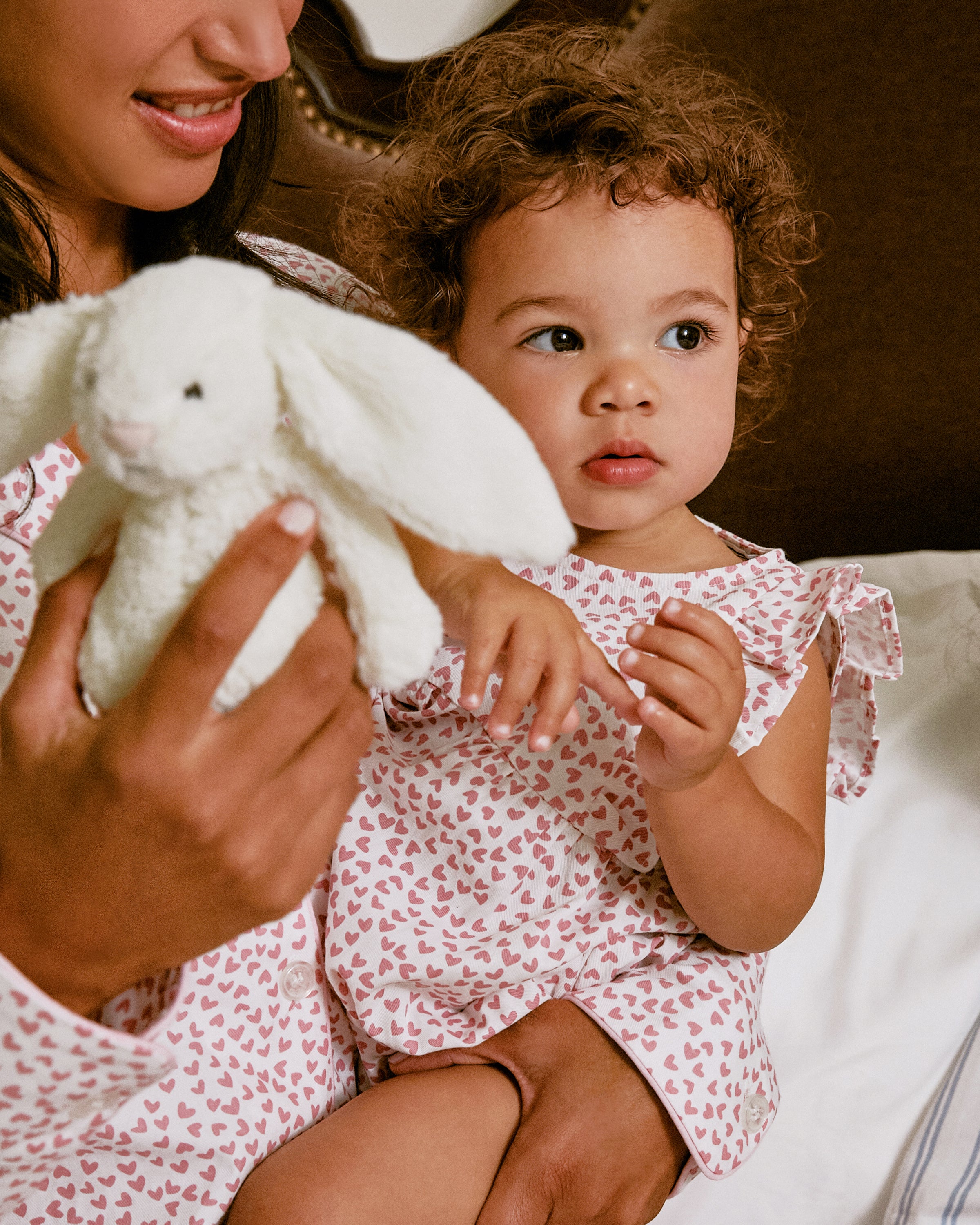 Baby's Twill Ruffled Romper in Sweethearts - Image 3