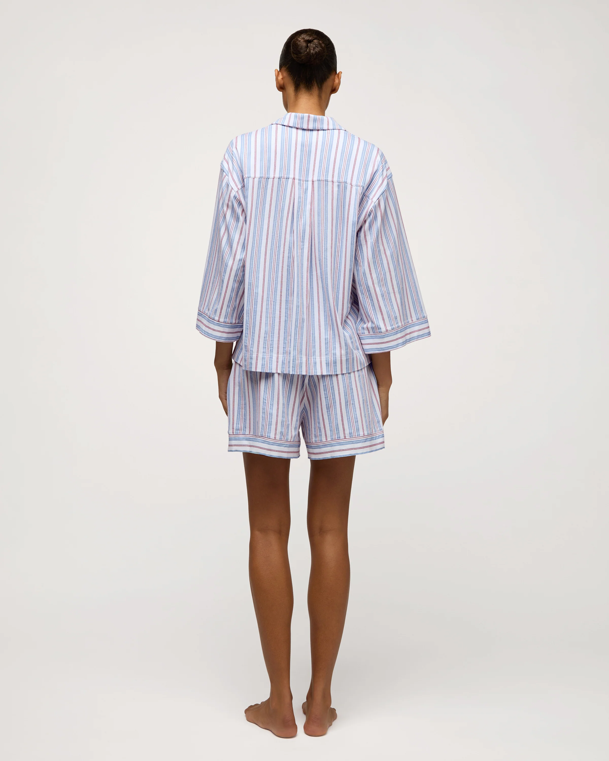 The Olivia Lightweight Pima Short Set in Vintage French Stripes - Image 4