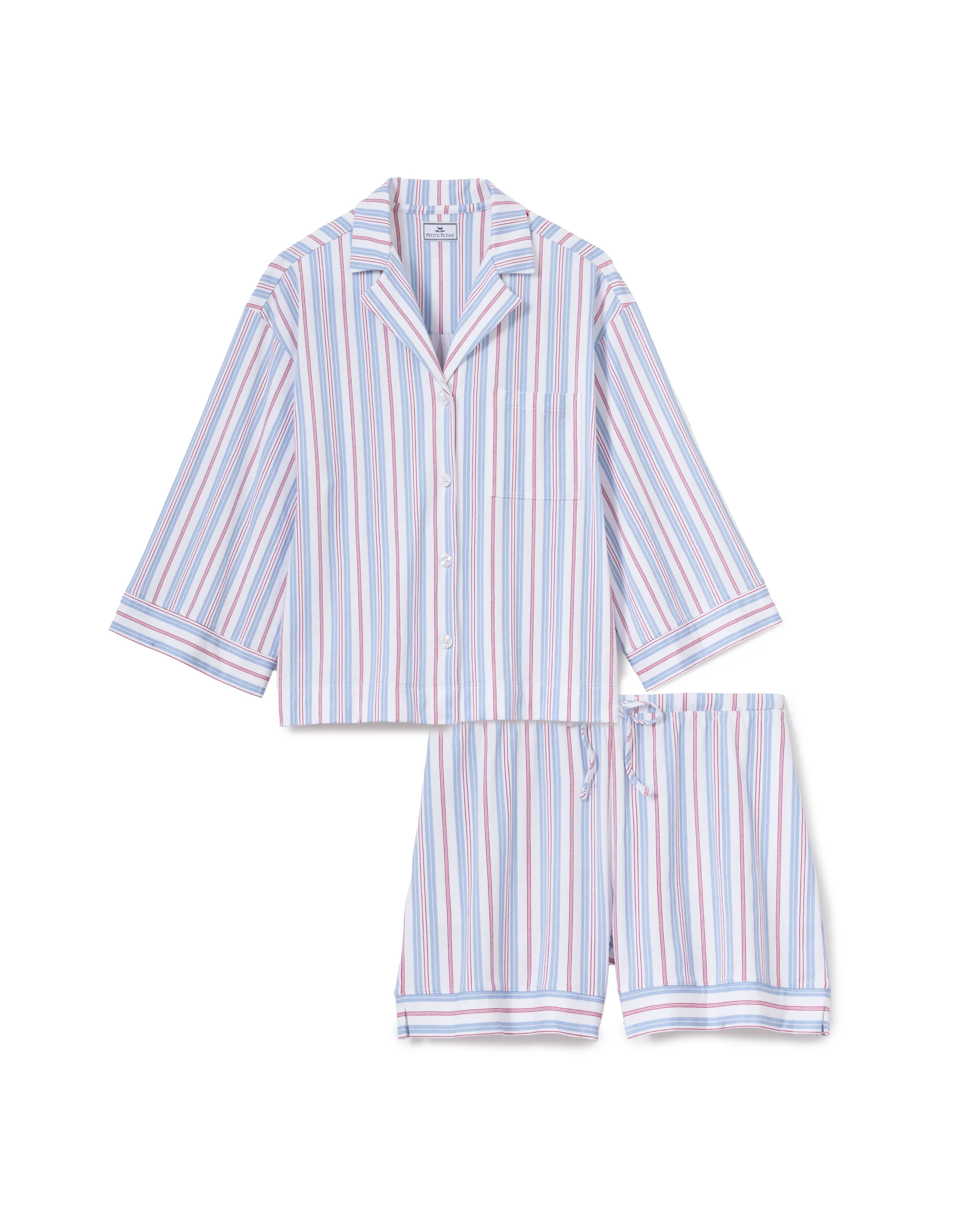 The Olivia Lightweight Pima Short Set in Vintage French Stripes - Image 6