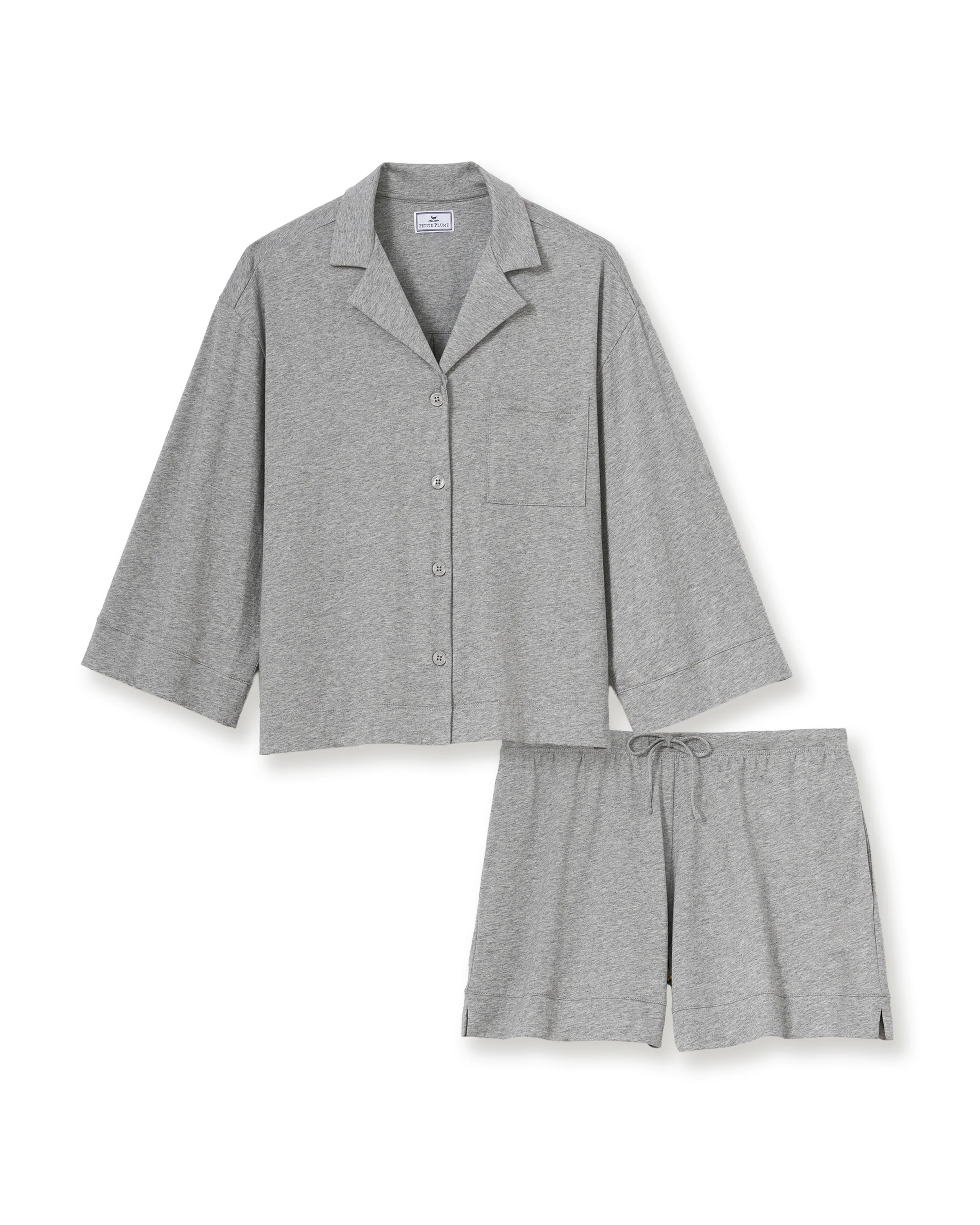 The Olivia Lightweight Pima Short Set in Heather Grey - Image 7