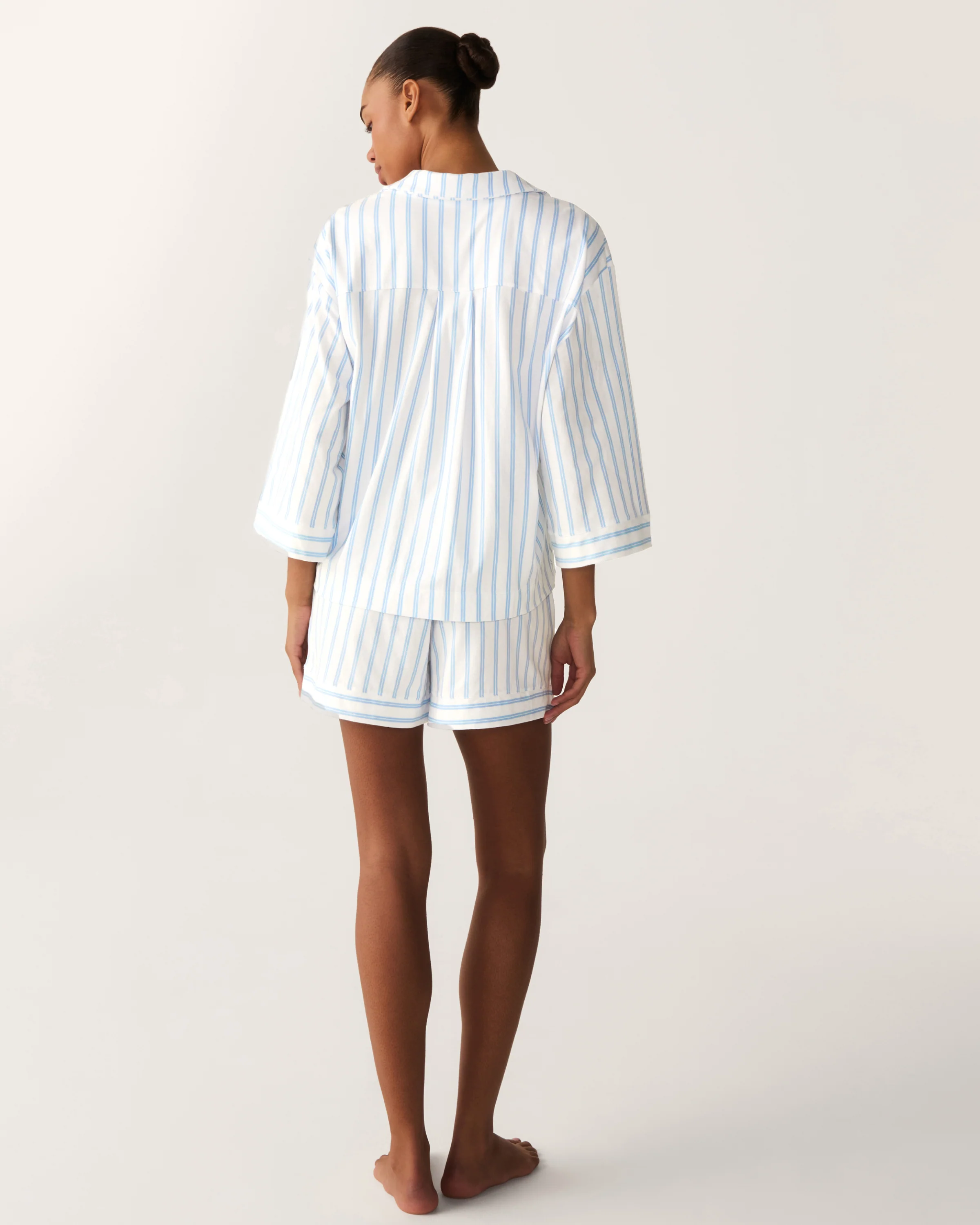 The Olivia Pima Short Set in Periwinkle Stripe - Image 4