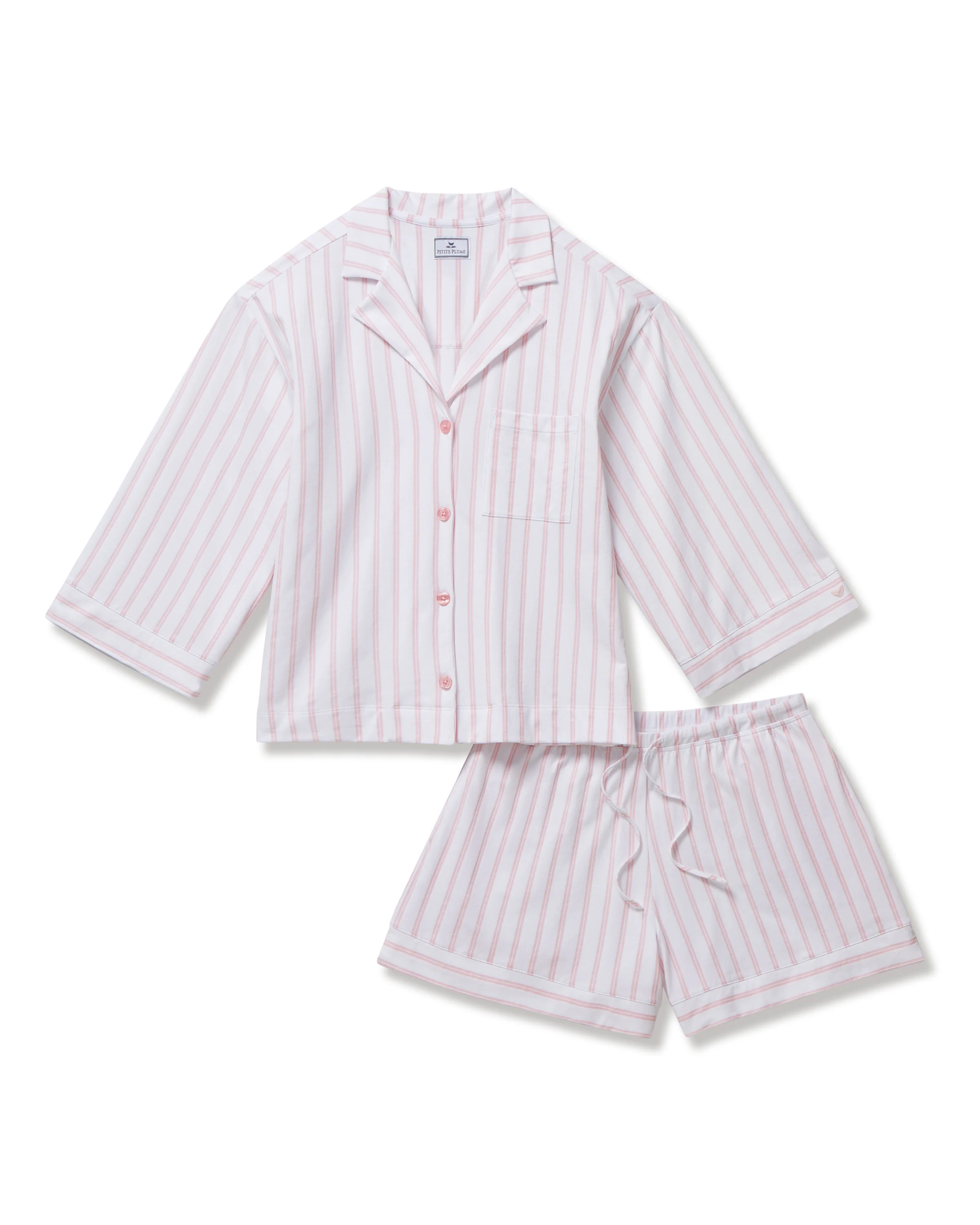 The Olivia Pima Short Set in Pink Stripe - Image 8