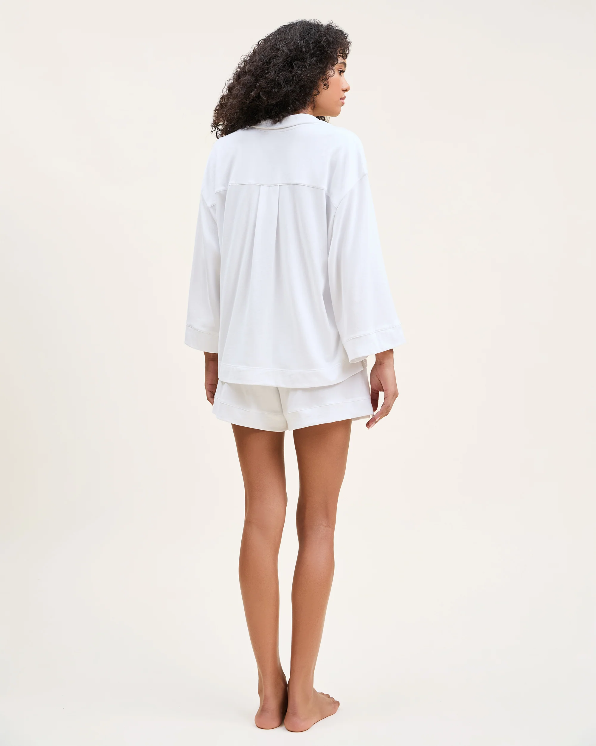 The Olivia Pima Short Set in White - Image 3