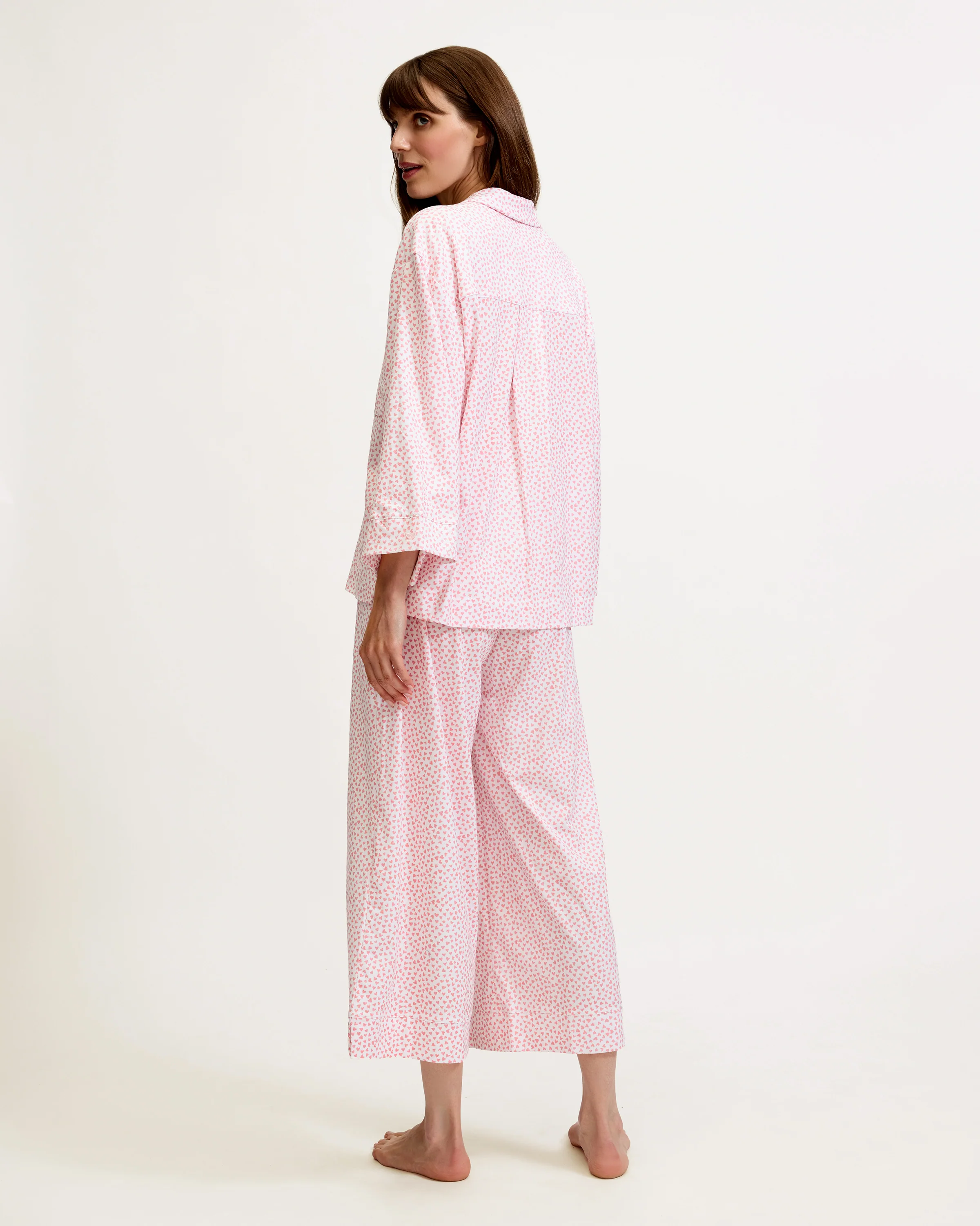 The Olivia Wide Leg Pima Pajama Set in Sweethearts - Image 4