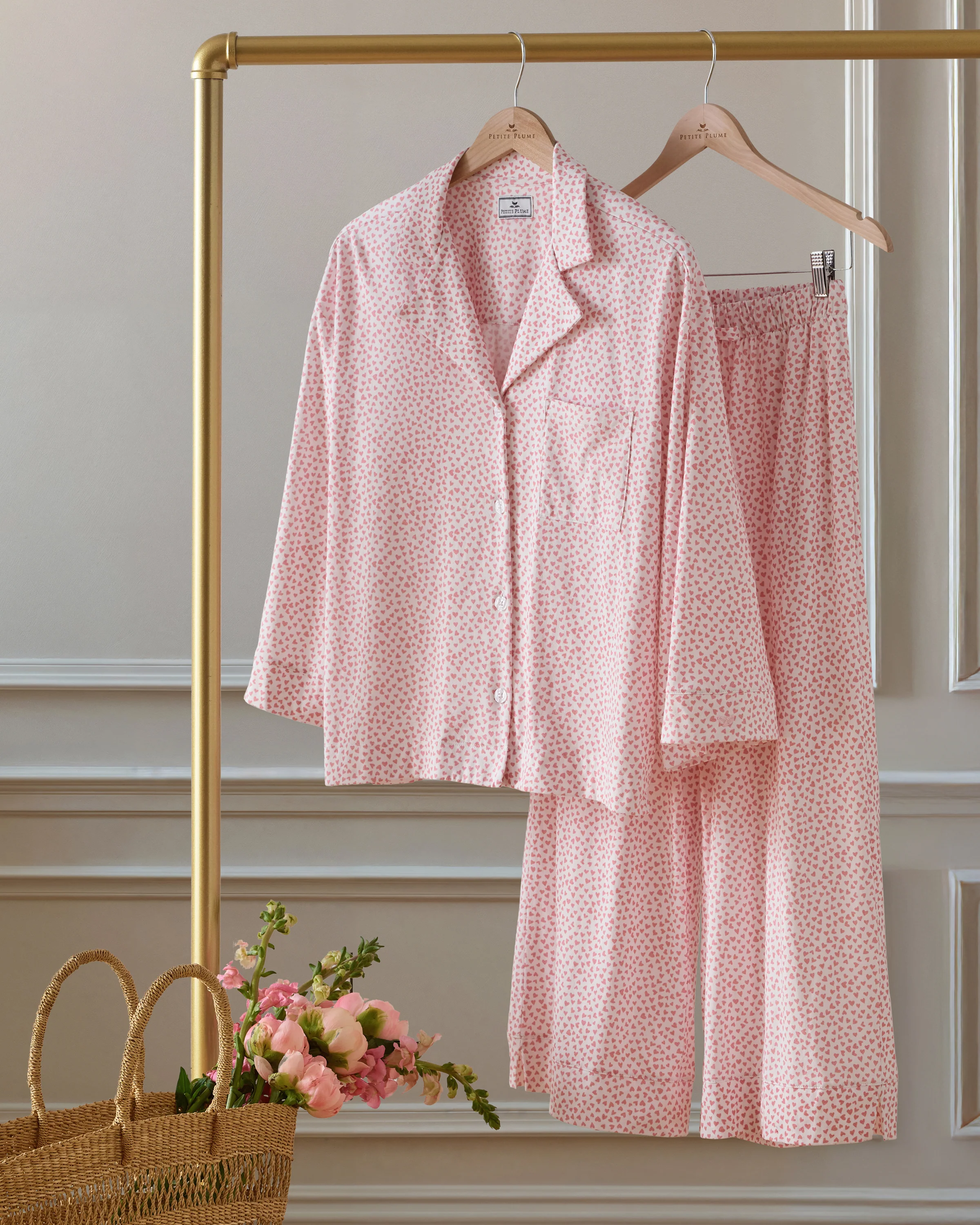 The Olivia Wide Leg Pima Pajama Set in Sweethearts - Image 6