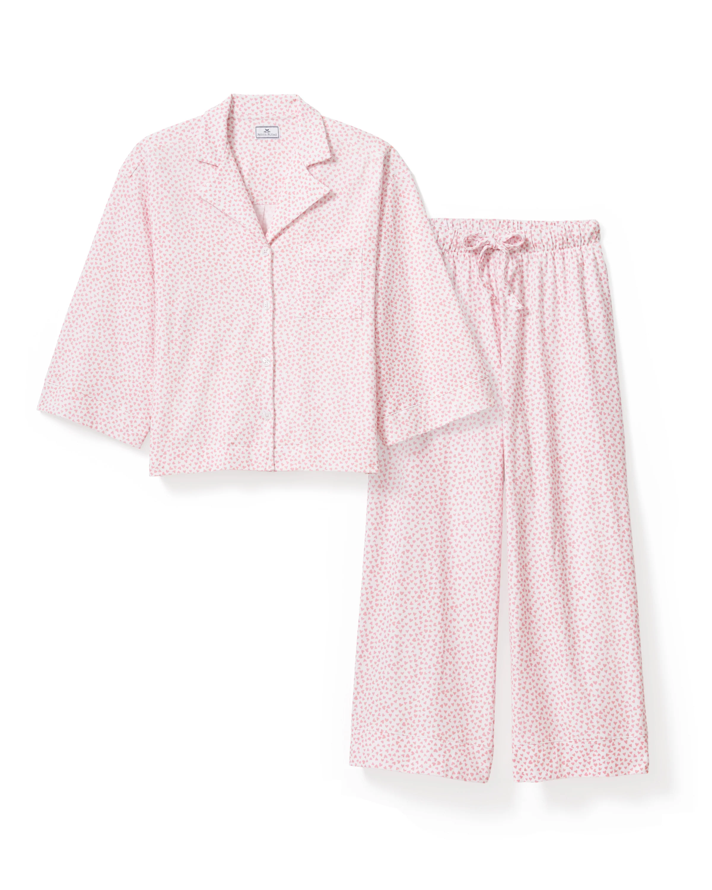 The Olivia Wide Leg Pima Pajama Set in Sweethearts - Image 7