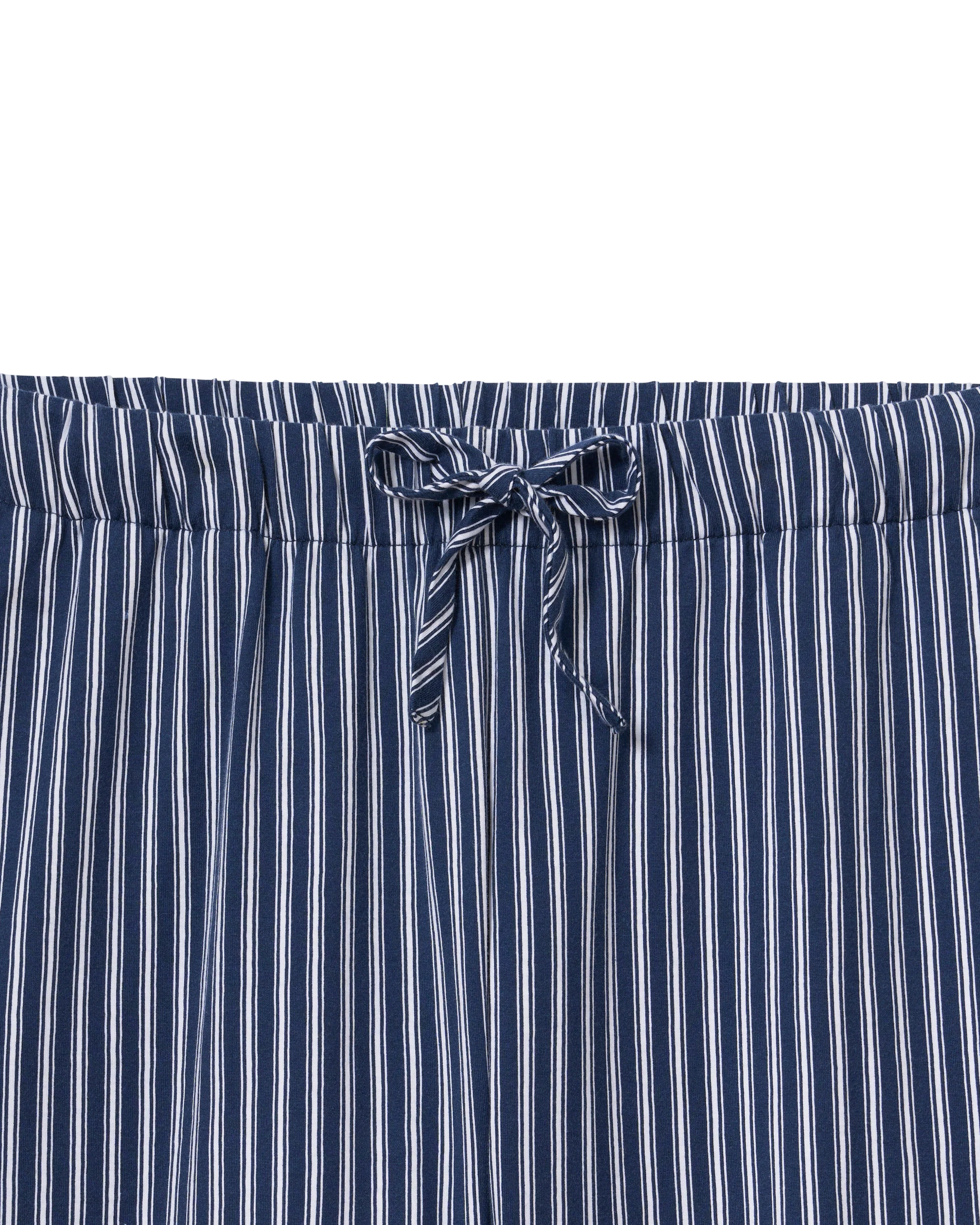 The Olivia Wide Leg Pima Pajama Set in Admiral Ticking - Image 8