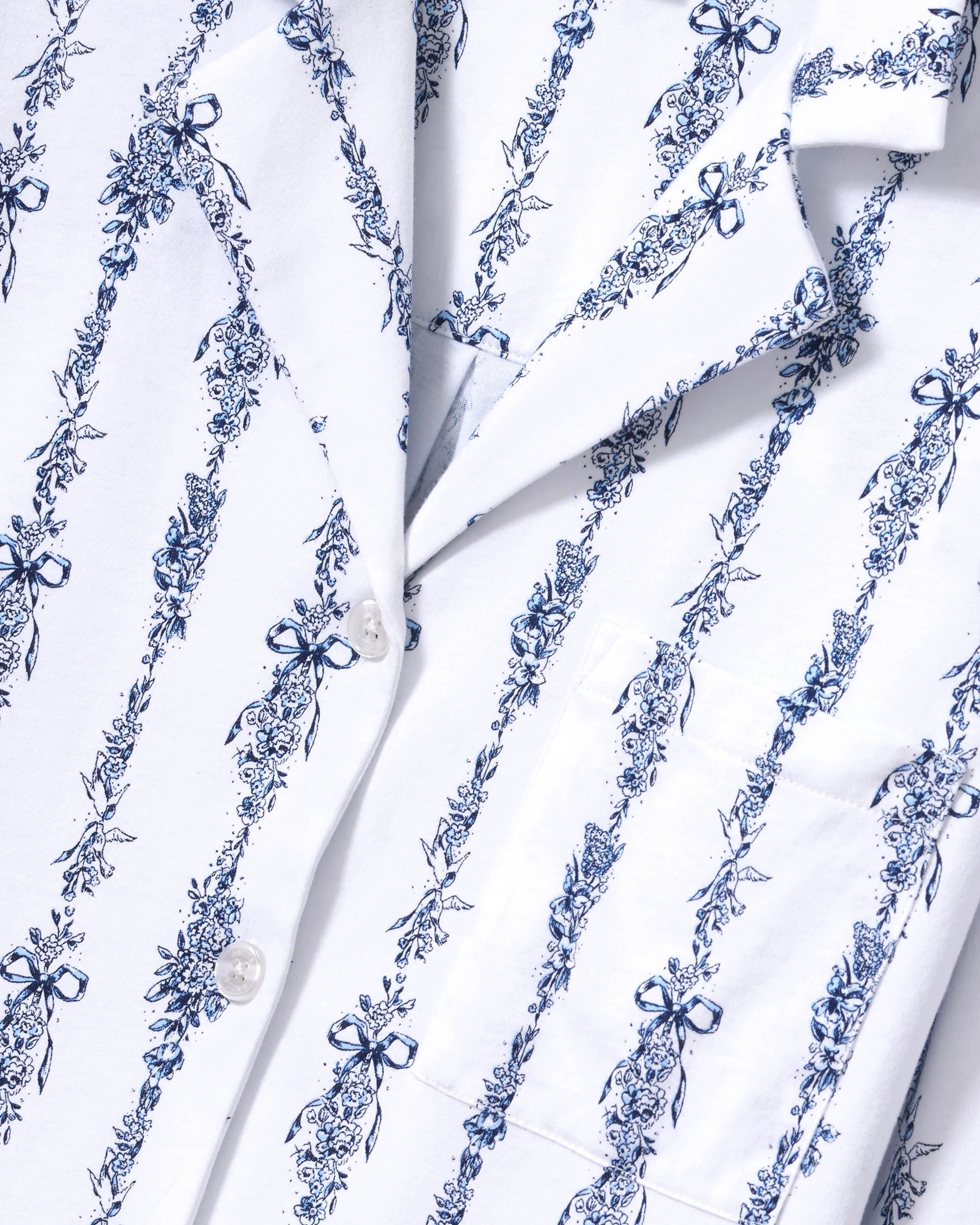 The Olivia Wide Leg Pima Pajama Set in Navy Mayfair Toile - Image 8