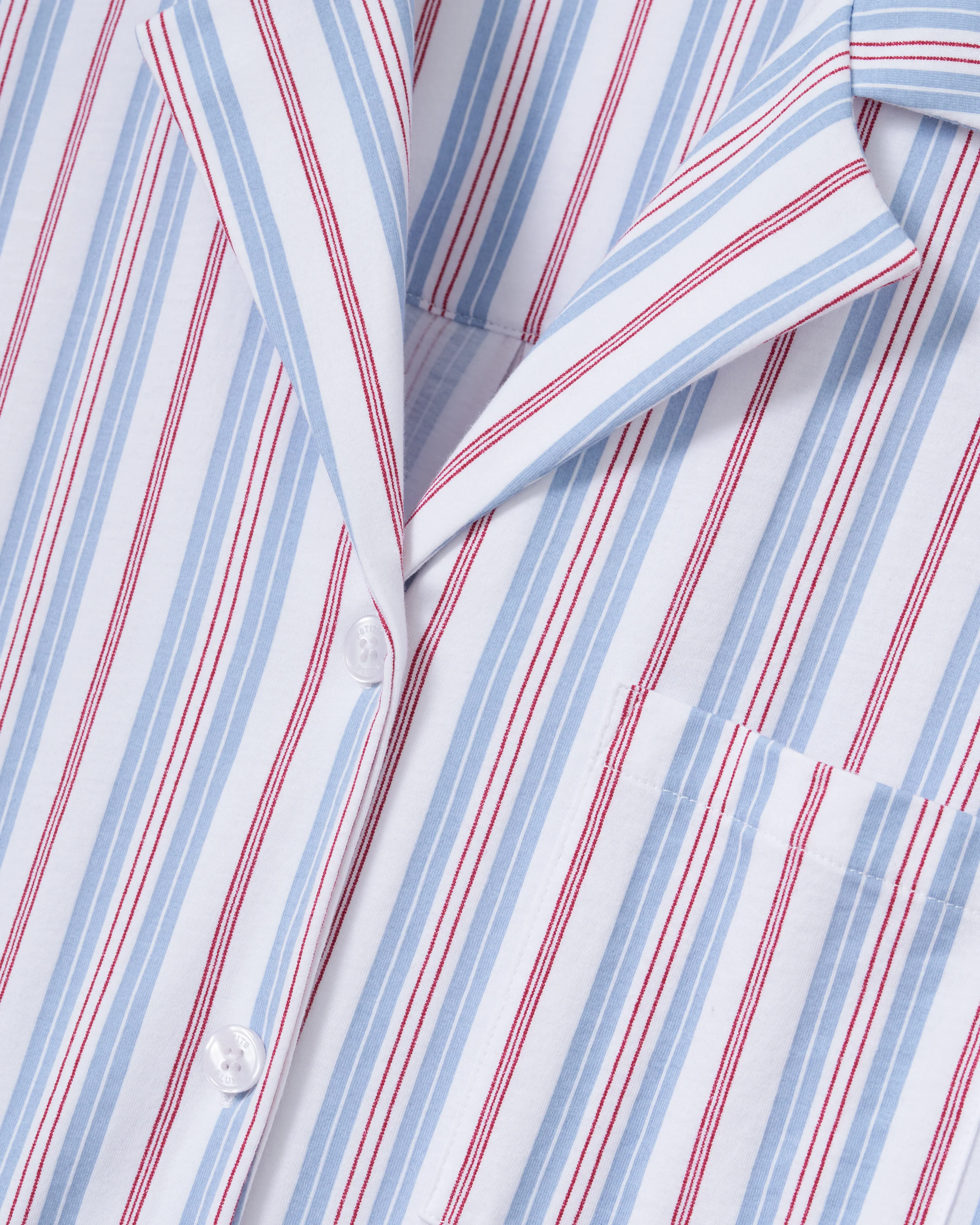 The Olivia Wide Leg Lightweight Pima Pajama Set in Vintage French Stripes - Image 5