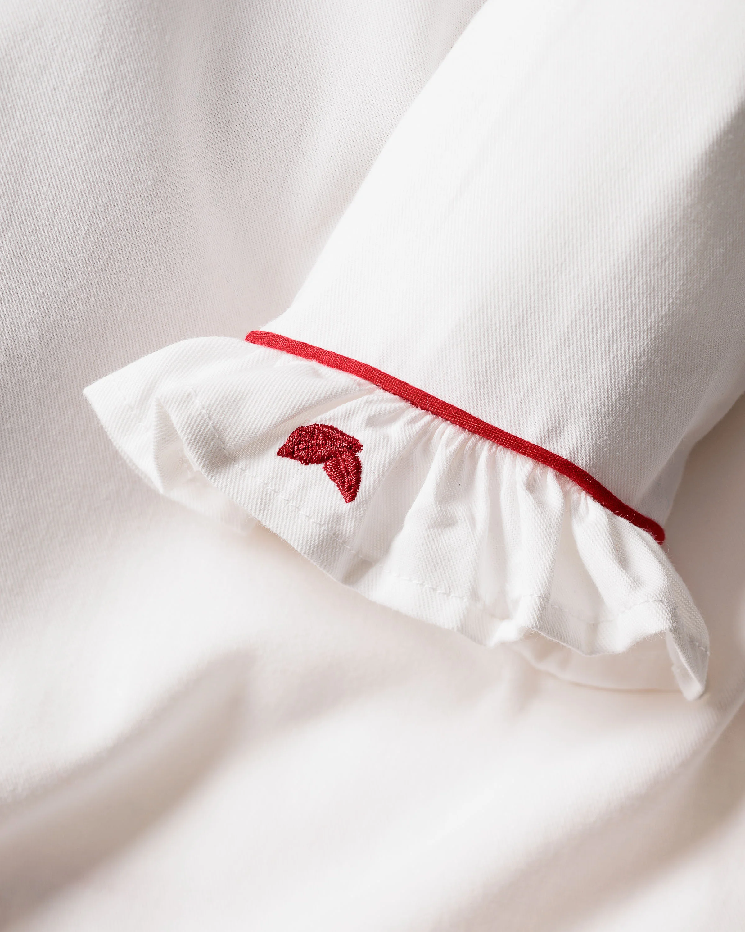 Girl's Twill Sophia Nightgown in White with Red Piping - Image 4