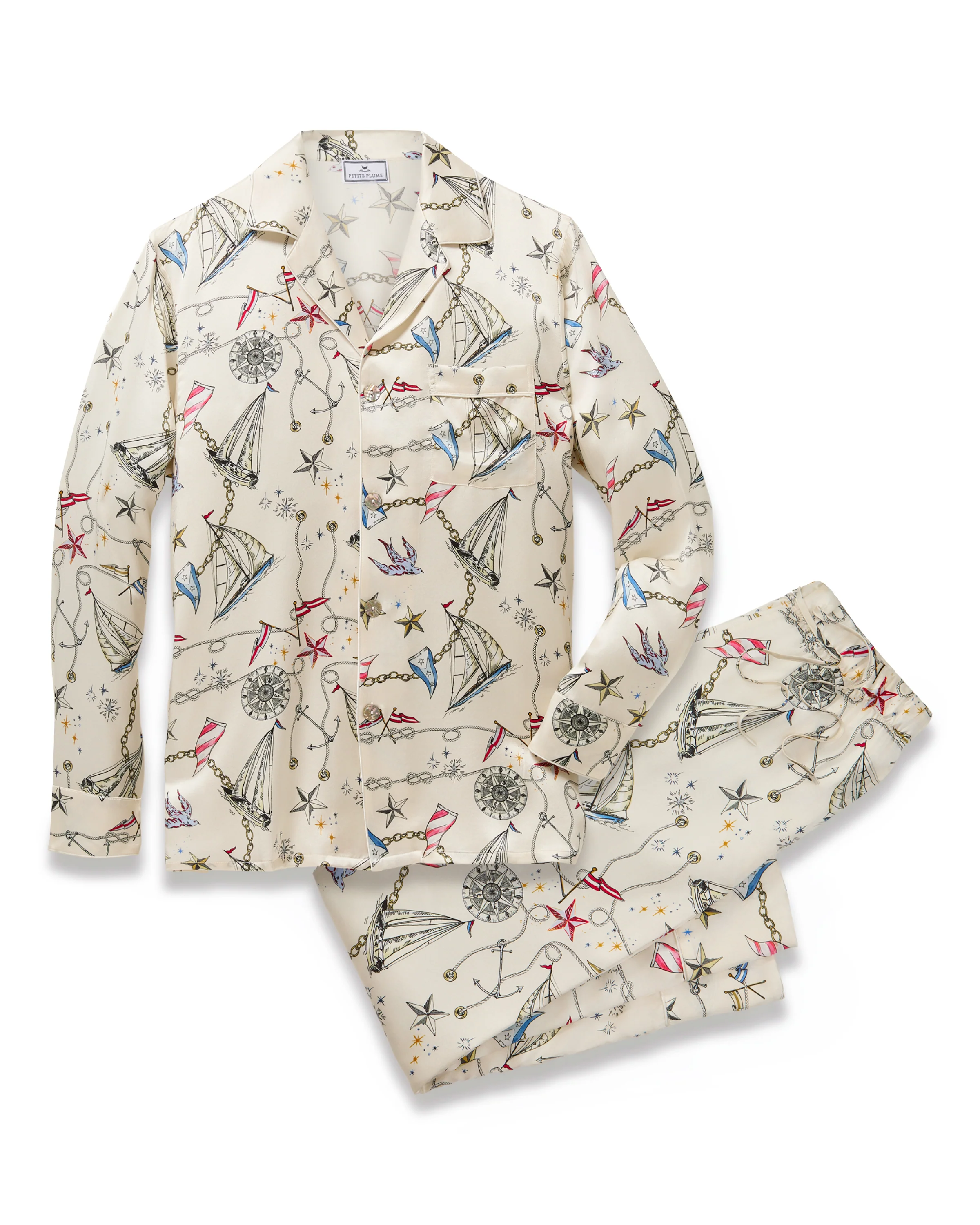 Women's Silk Pajama Set in Regatta Royale - Image 5