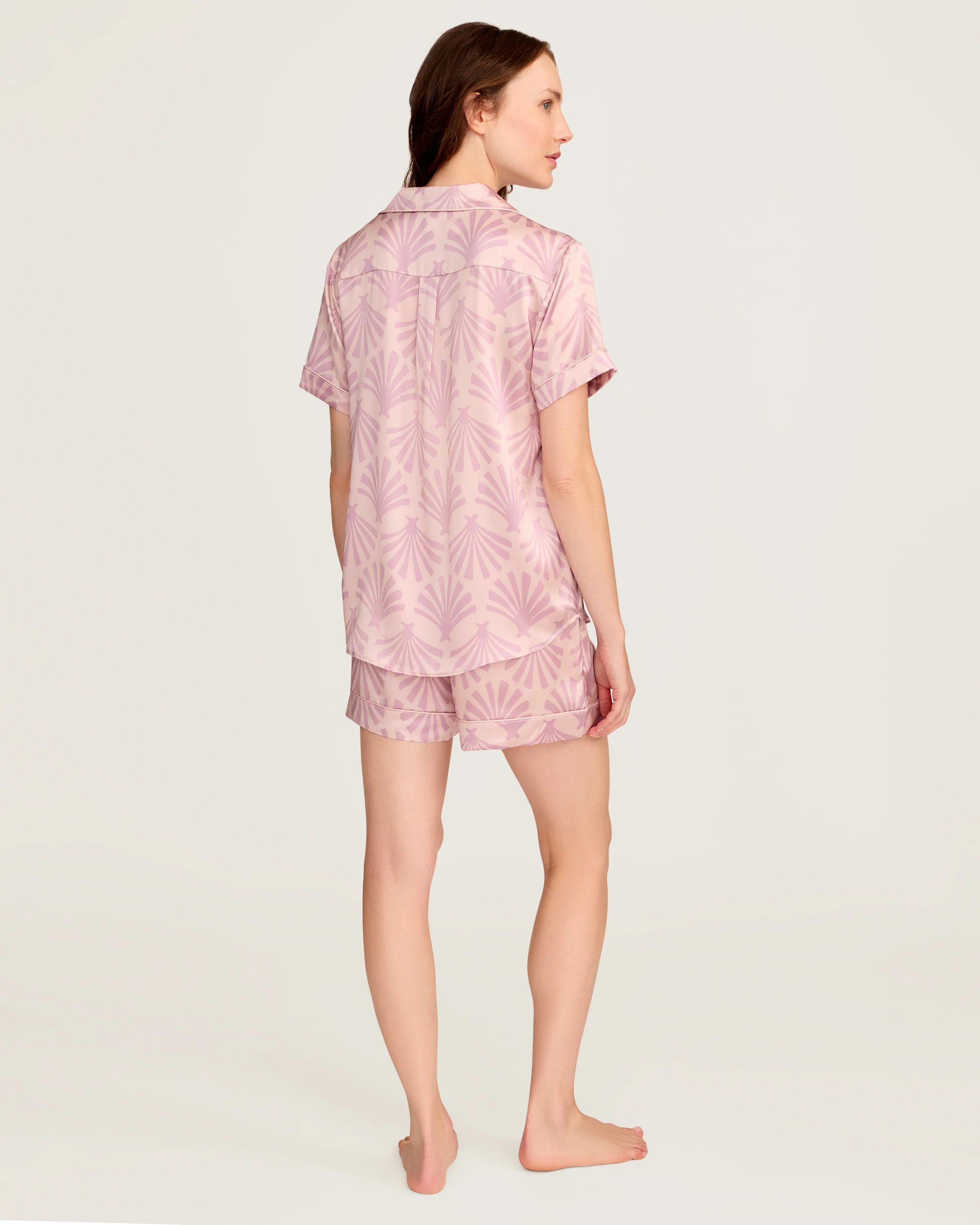 Women's Silk Short Sleeve Short Set in Blush Tide - Image 6