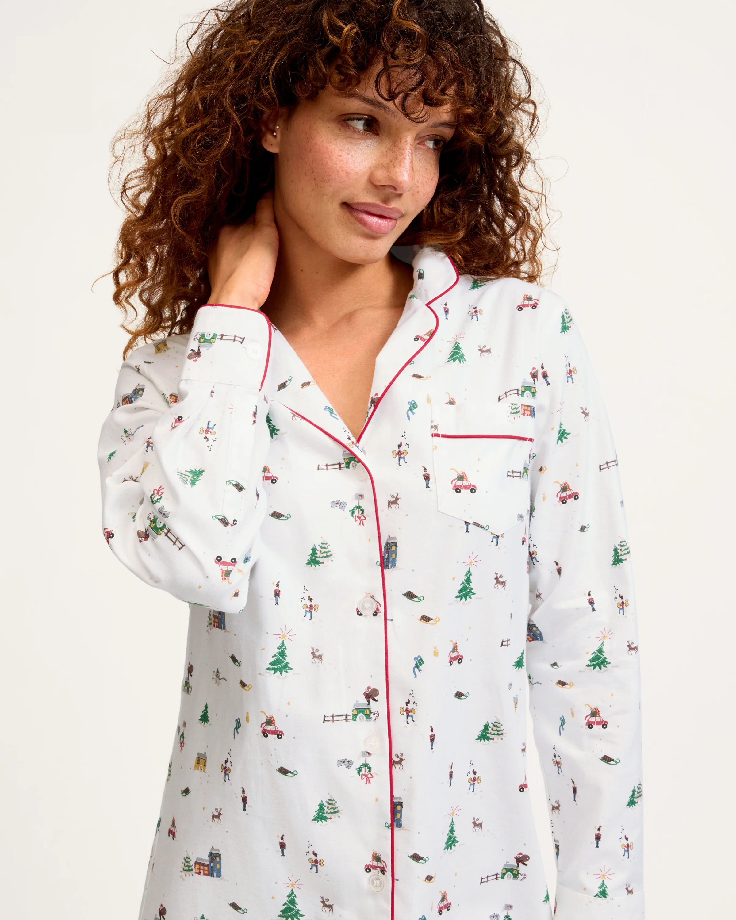 Women's Twill Nightshirt in Holiday Town - Image 3