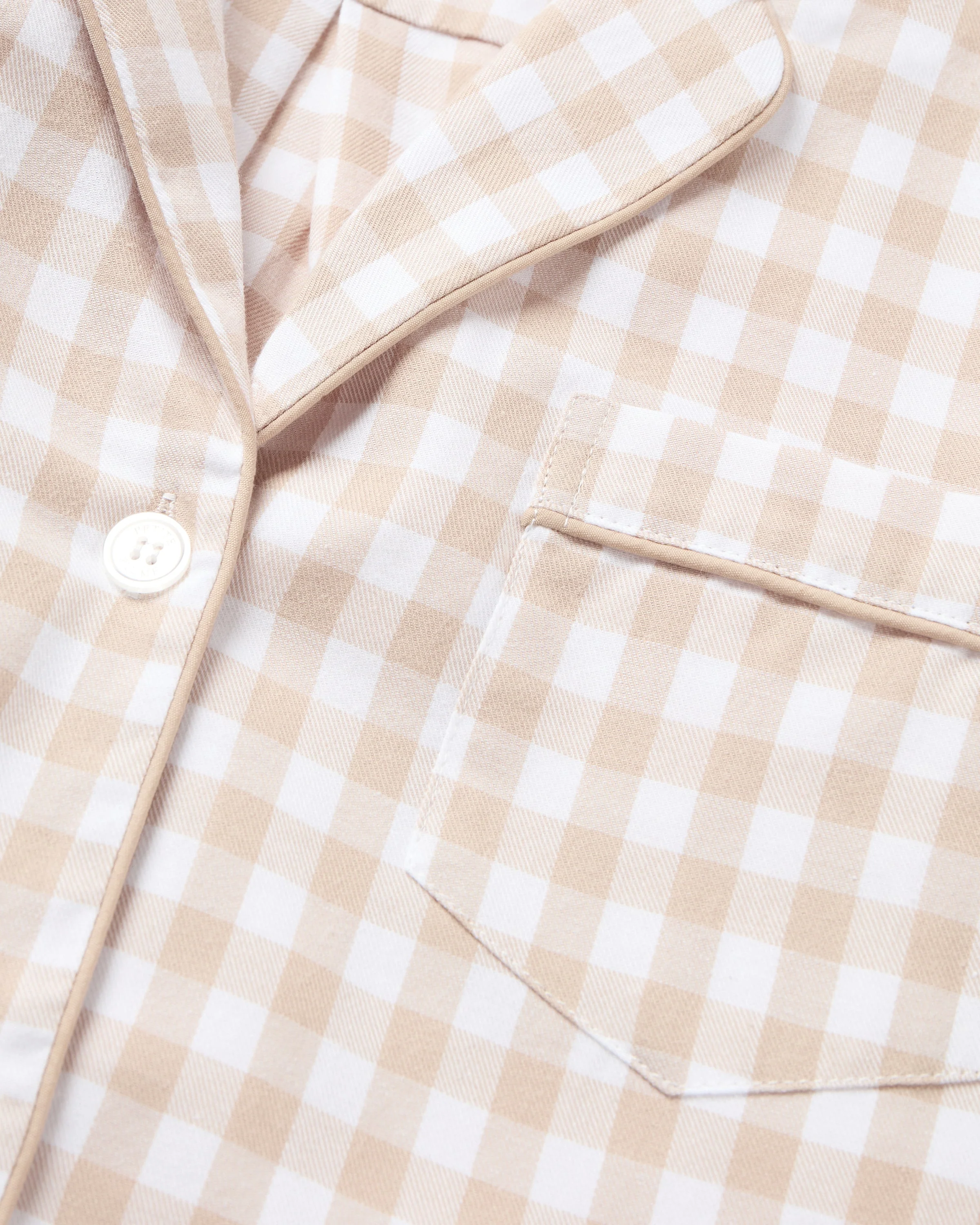 Women's Twill Pajama Set in Camel Gingham - Image 6
