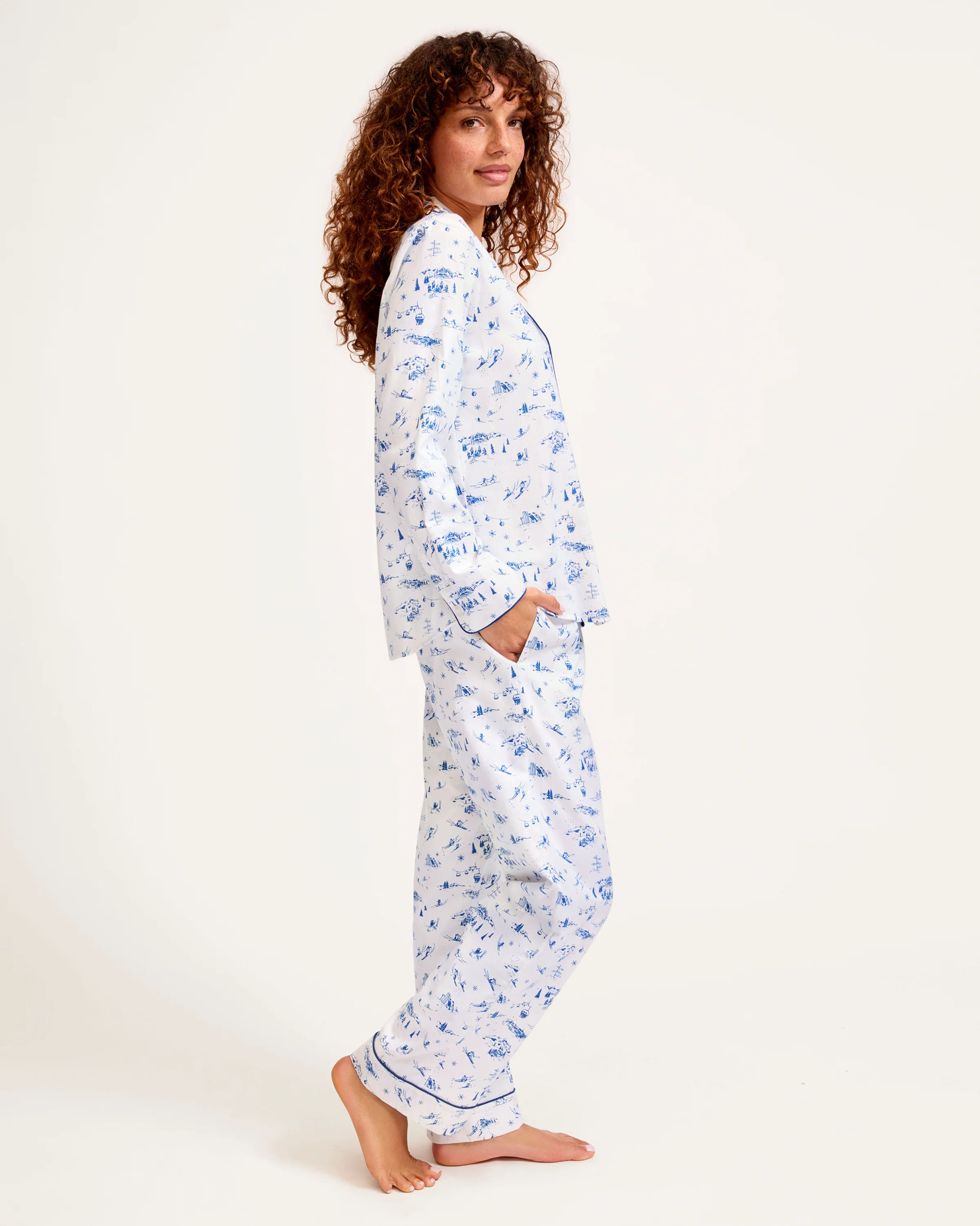 Women's Twill Pajama Set in Chalet Toile - Image 3