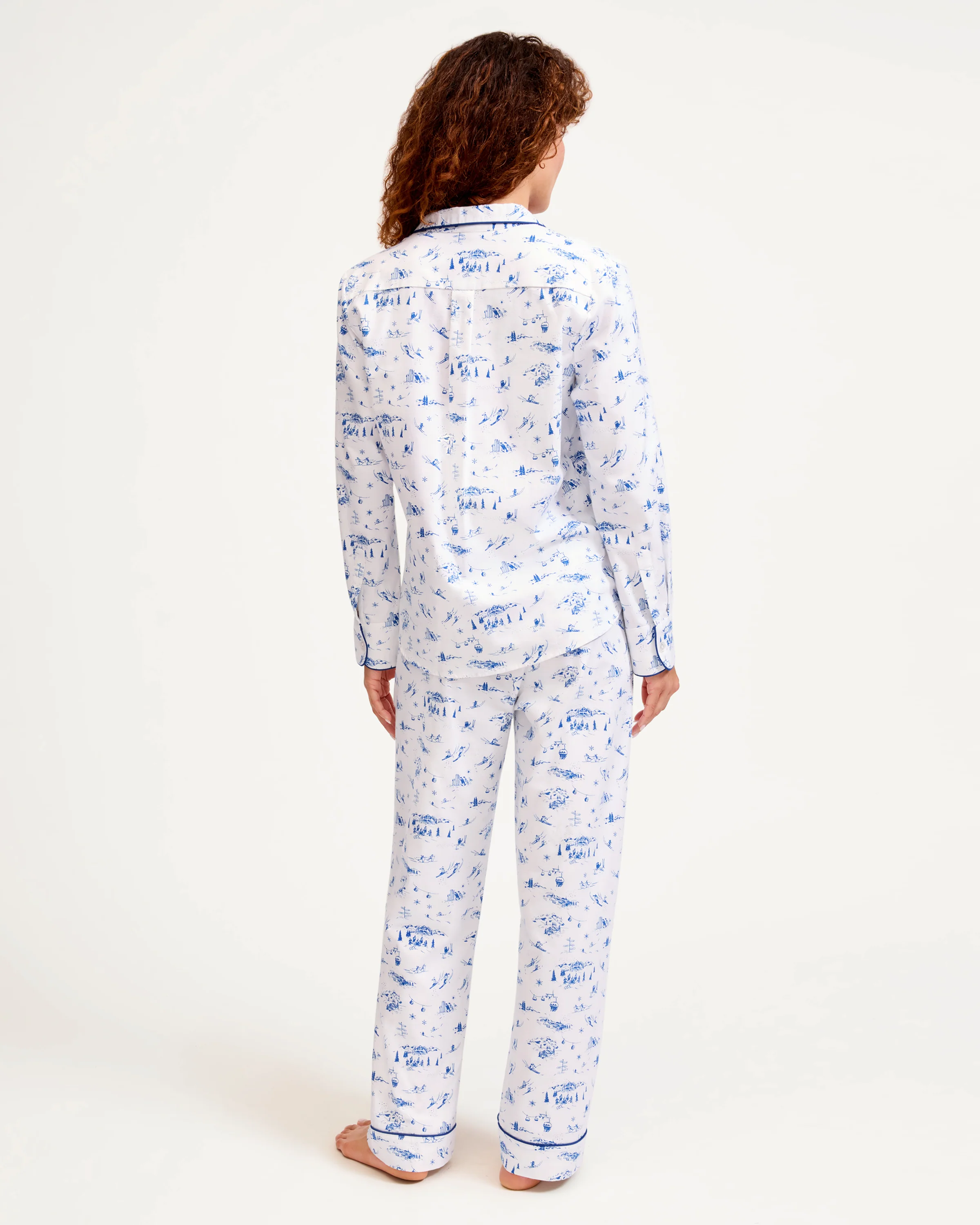 Women's Twill Pajama Set in Chalet Toile - Image 4