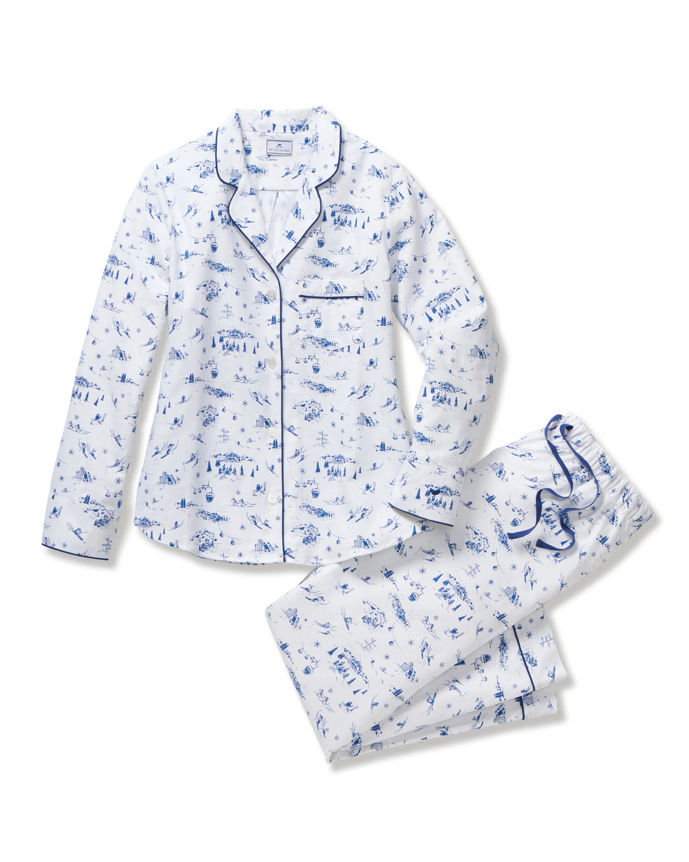 Women's Twill Pajama Set in Chalet Toile - Image 7