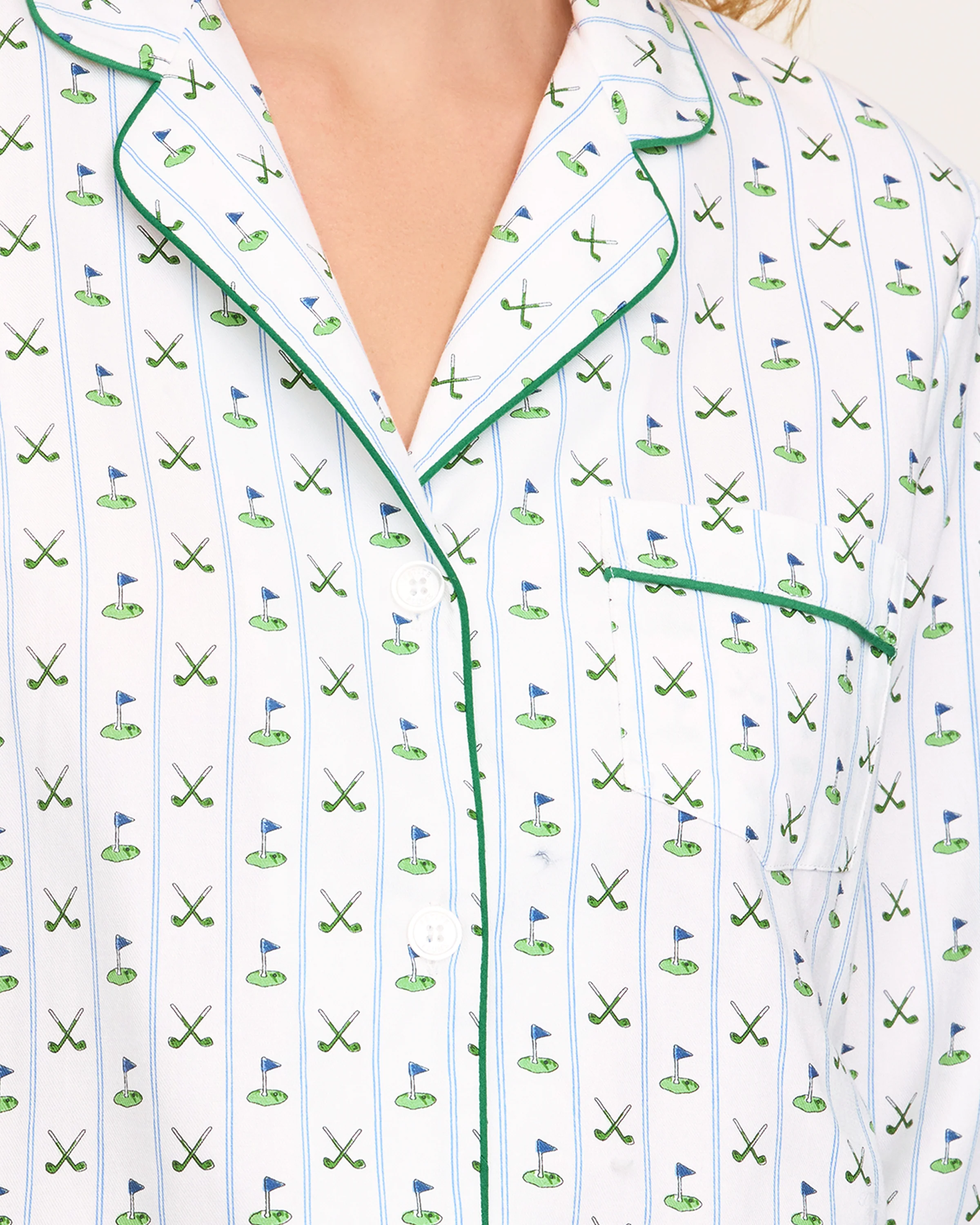 Women's Twill Pajama Set in Fairway Stripe - Image 2