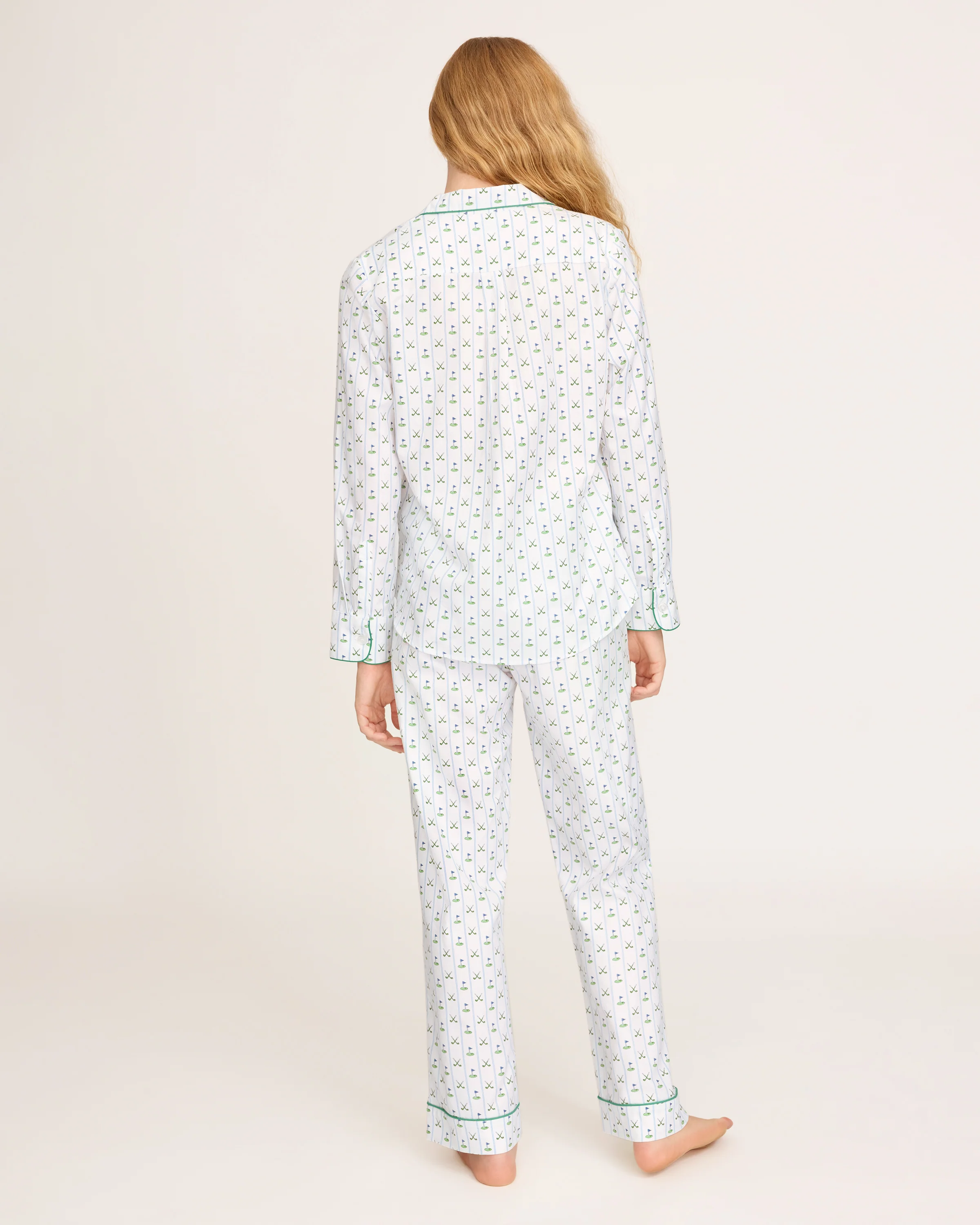 Women's Twill Pajama Set in Fairway Stripe - Image 4