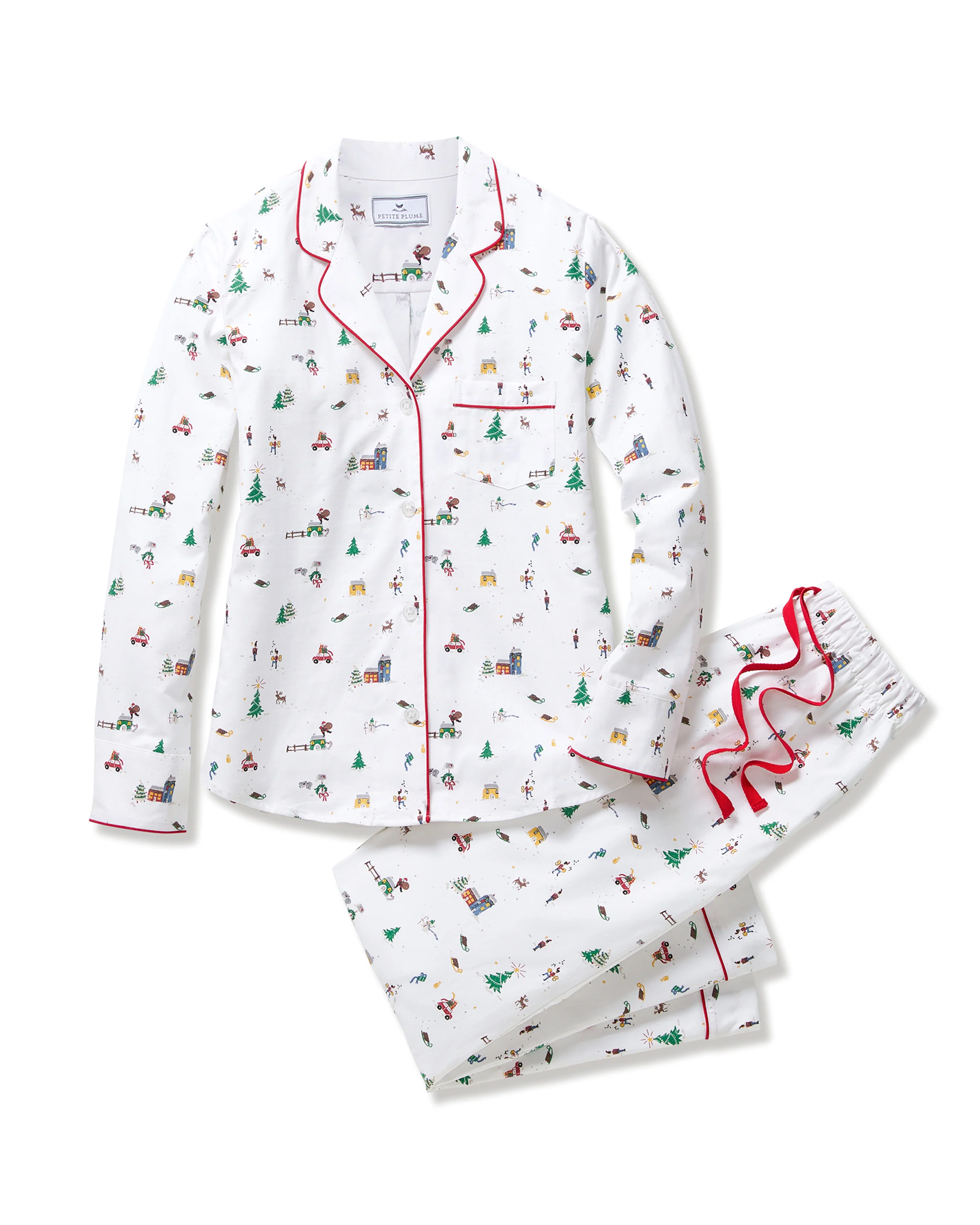 Women's Twill Pajama Set in Holiday Town
