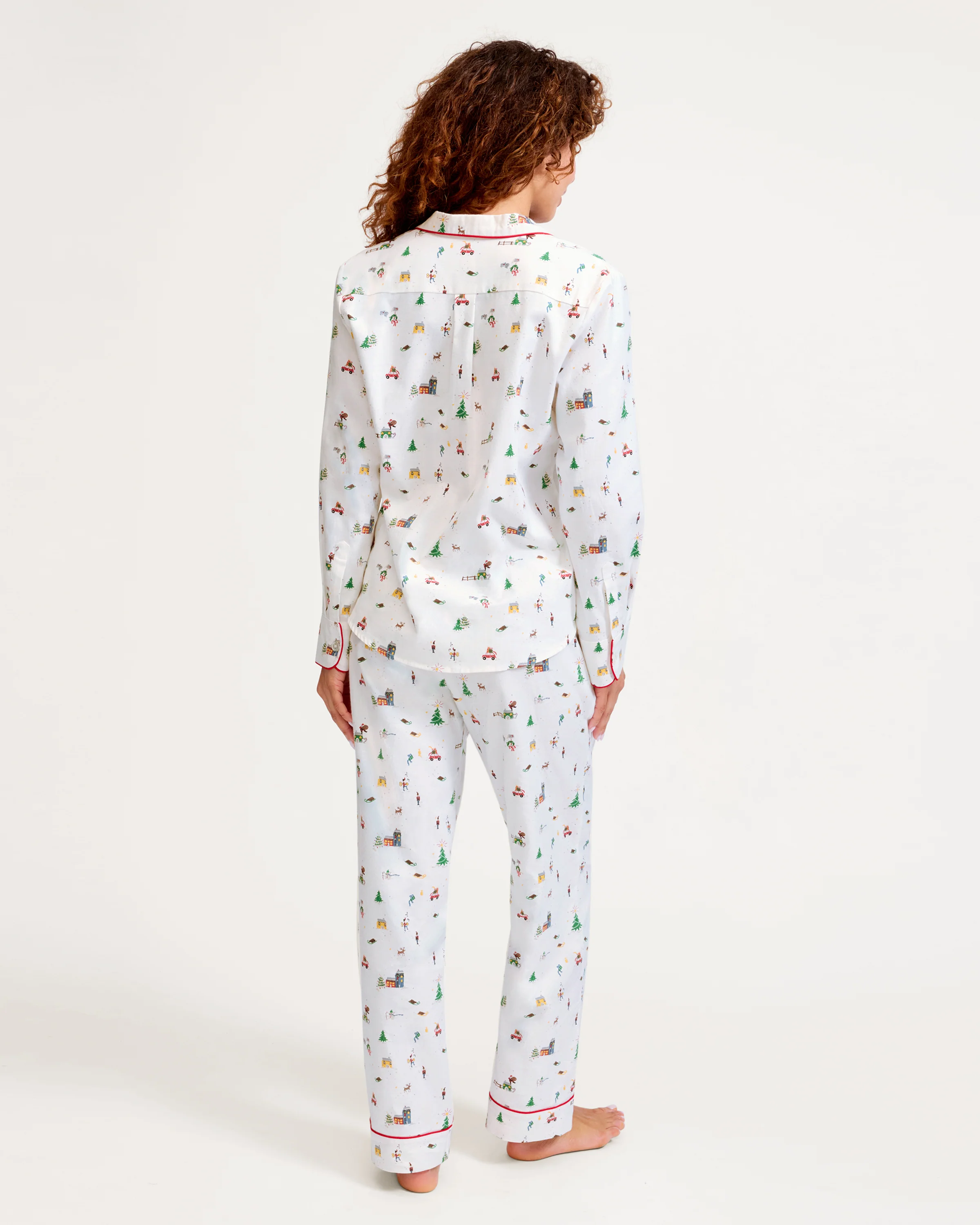Women's Twill Pajama Set in Holiday Town - Image 4