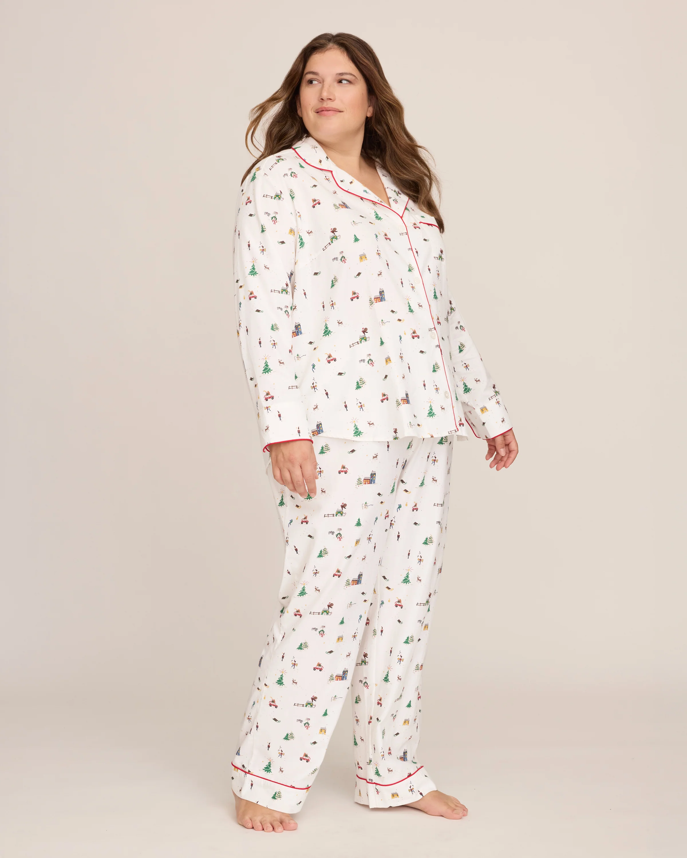 Women's Twill Pajama Set in Holiday Town - Image 6