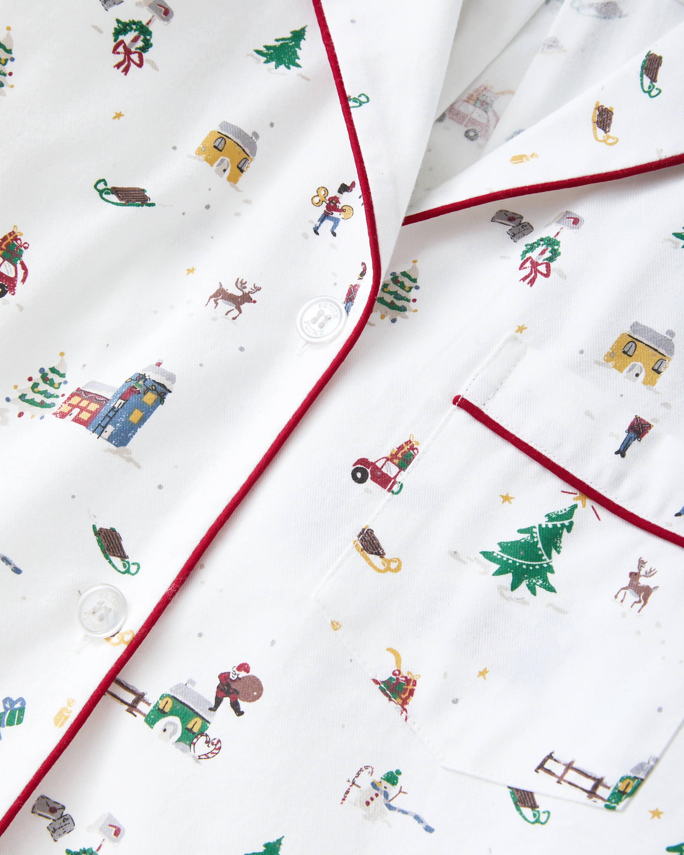Women's Twill Pajama Set in Holiday Town - Image 8