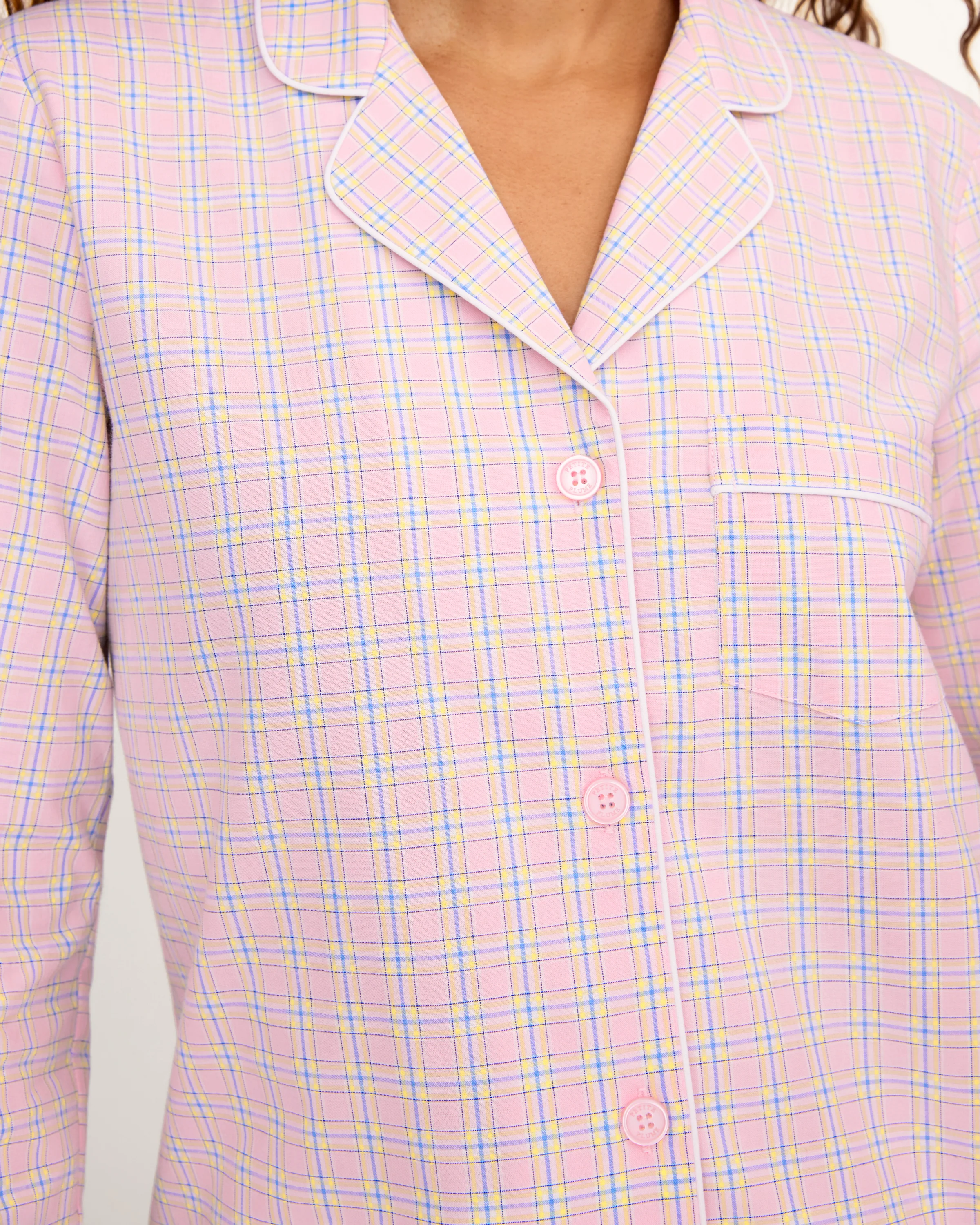 Women's Twill Pajama Set in Peony Plaid - Image 2