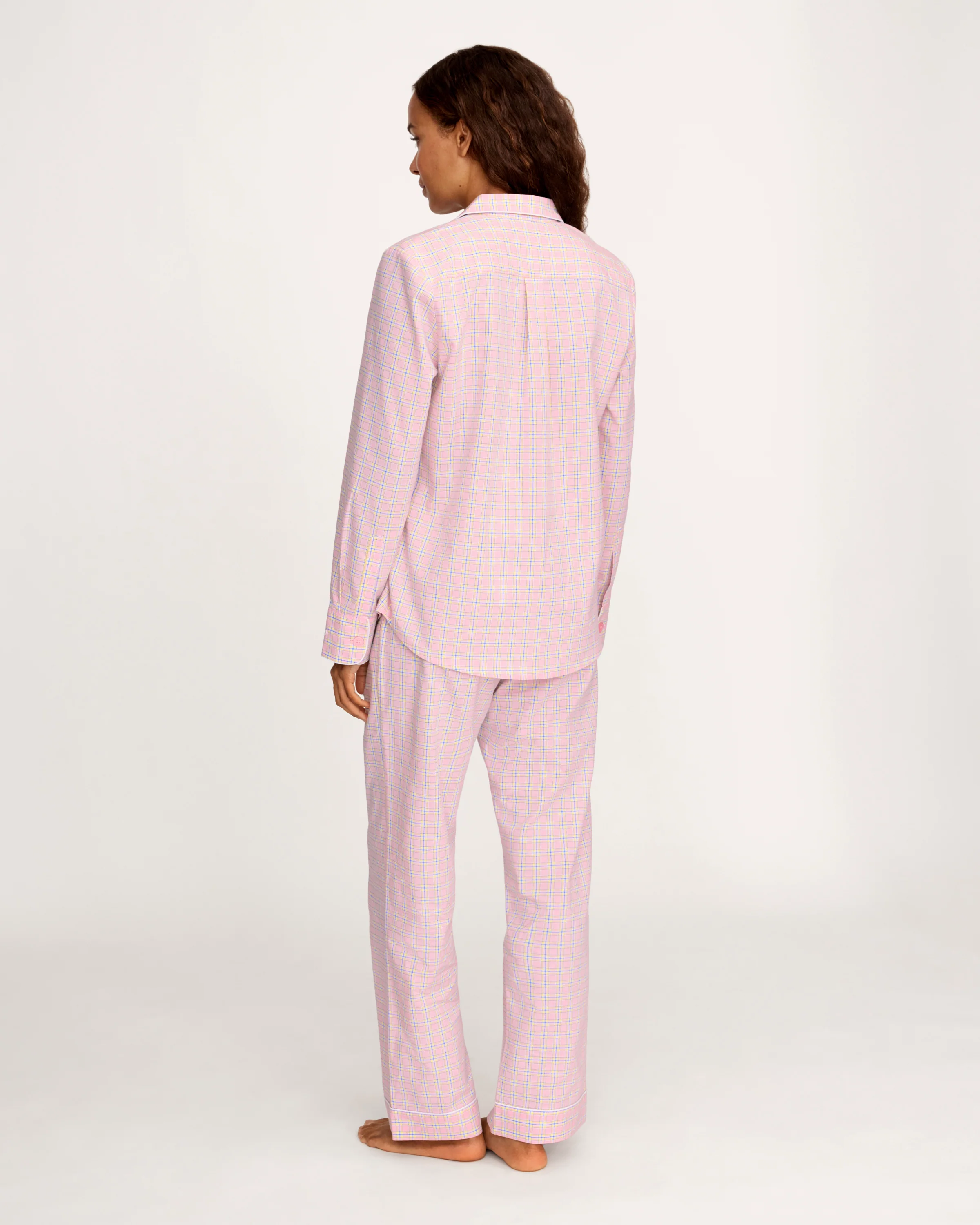 Women's Twill Pajama Set in Peony Plaid - Image 4