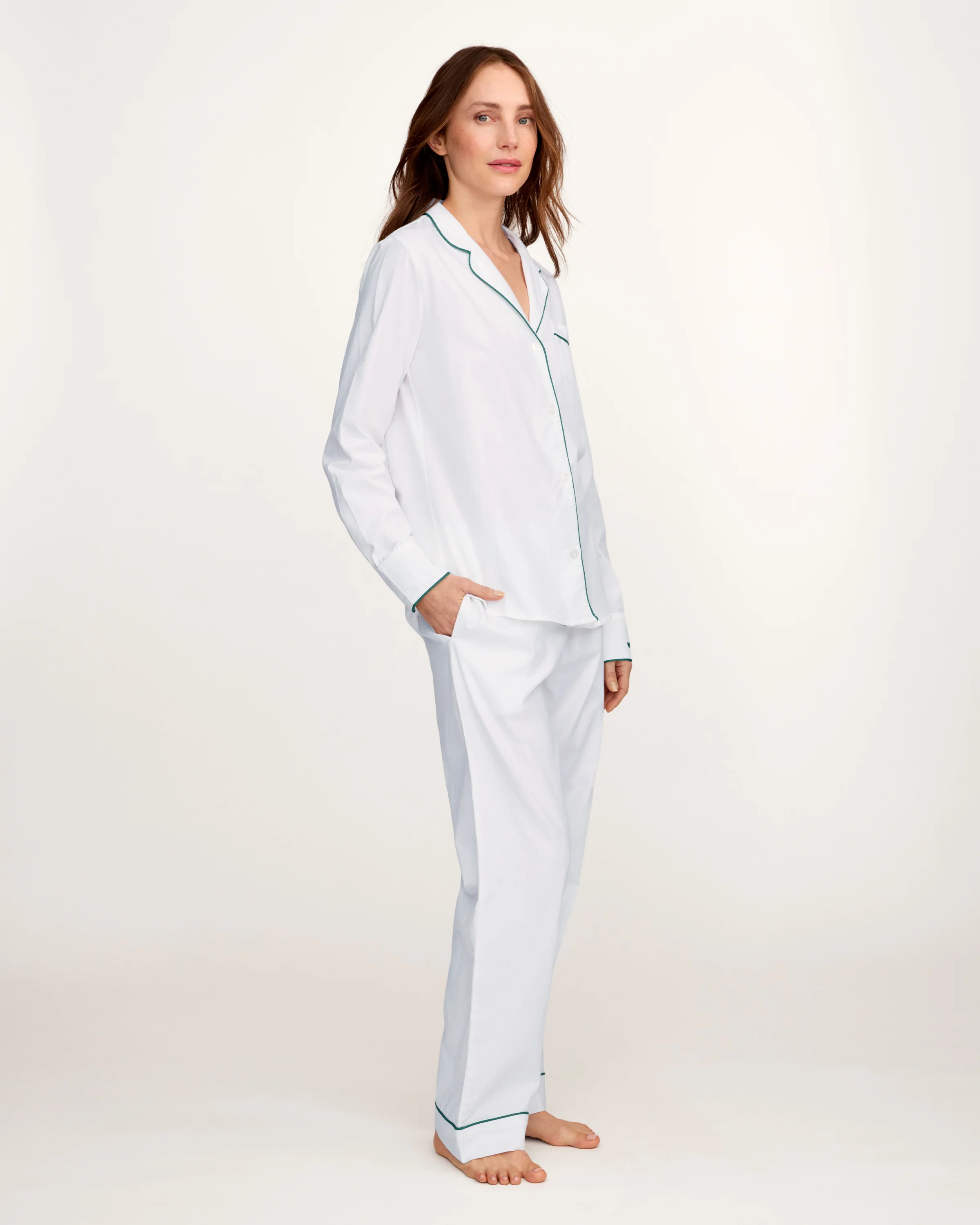 Women's Twill Pajama Set with Tennis Custom Initial Embroidery - Image 3