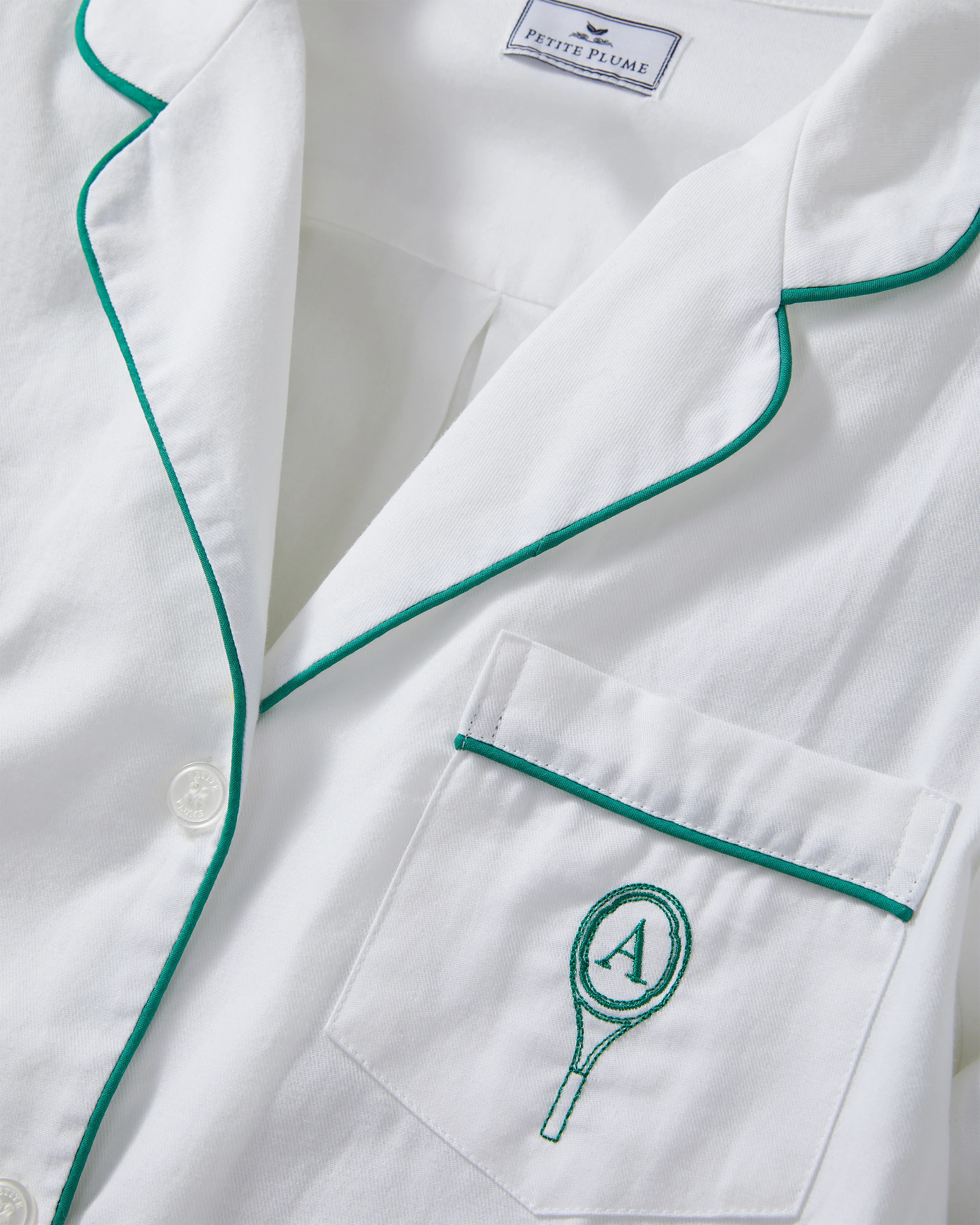 Women's Twill Pajama Set with Tennis Custom Initial Embroidery - Image 6