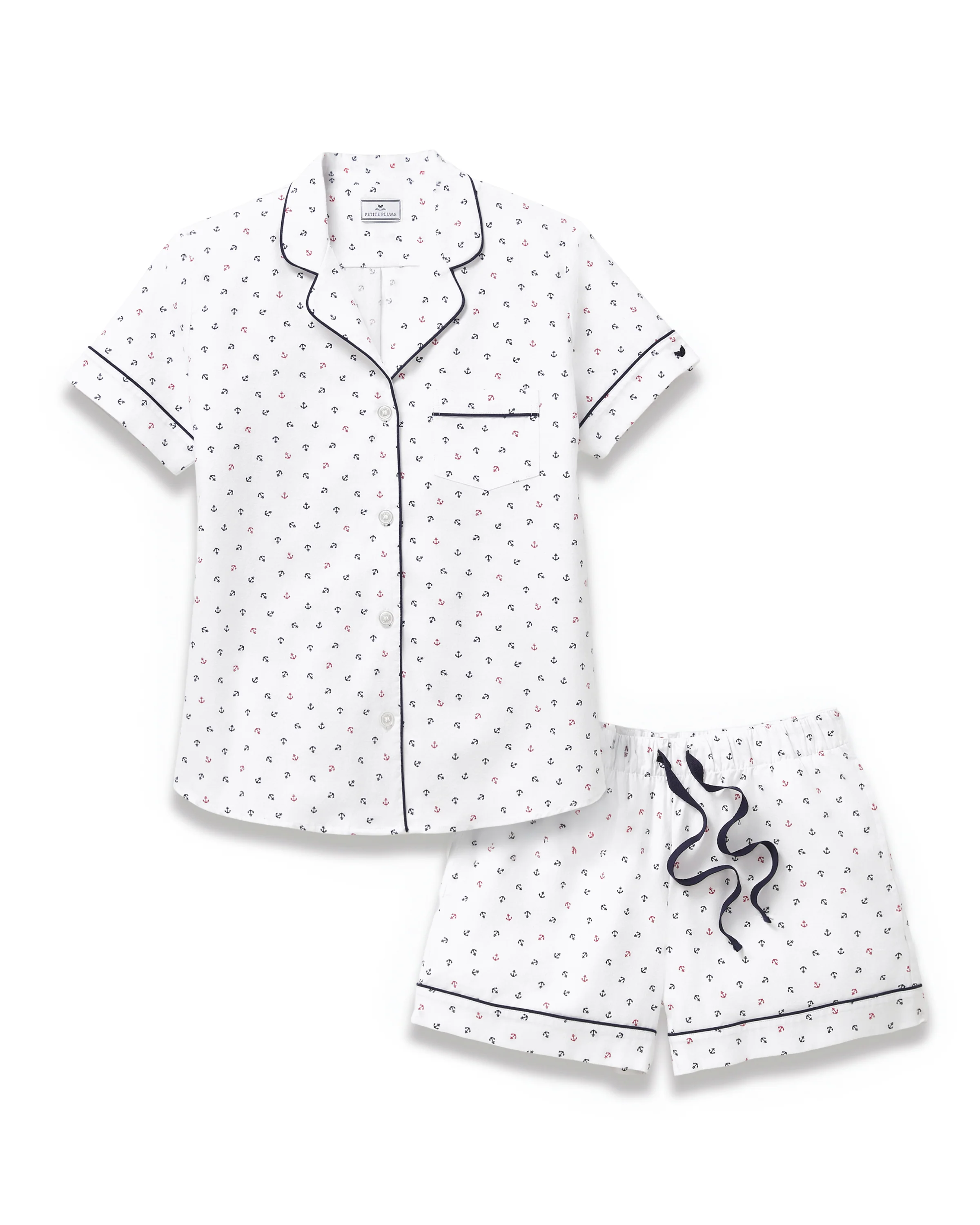 Women's Twill Short Sleeve Short Set in Anchors Away White - Image 5