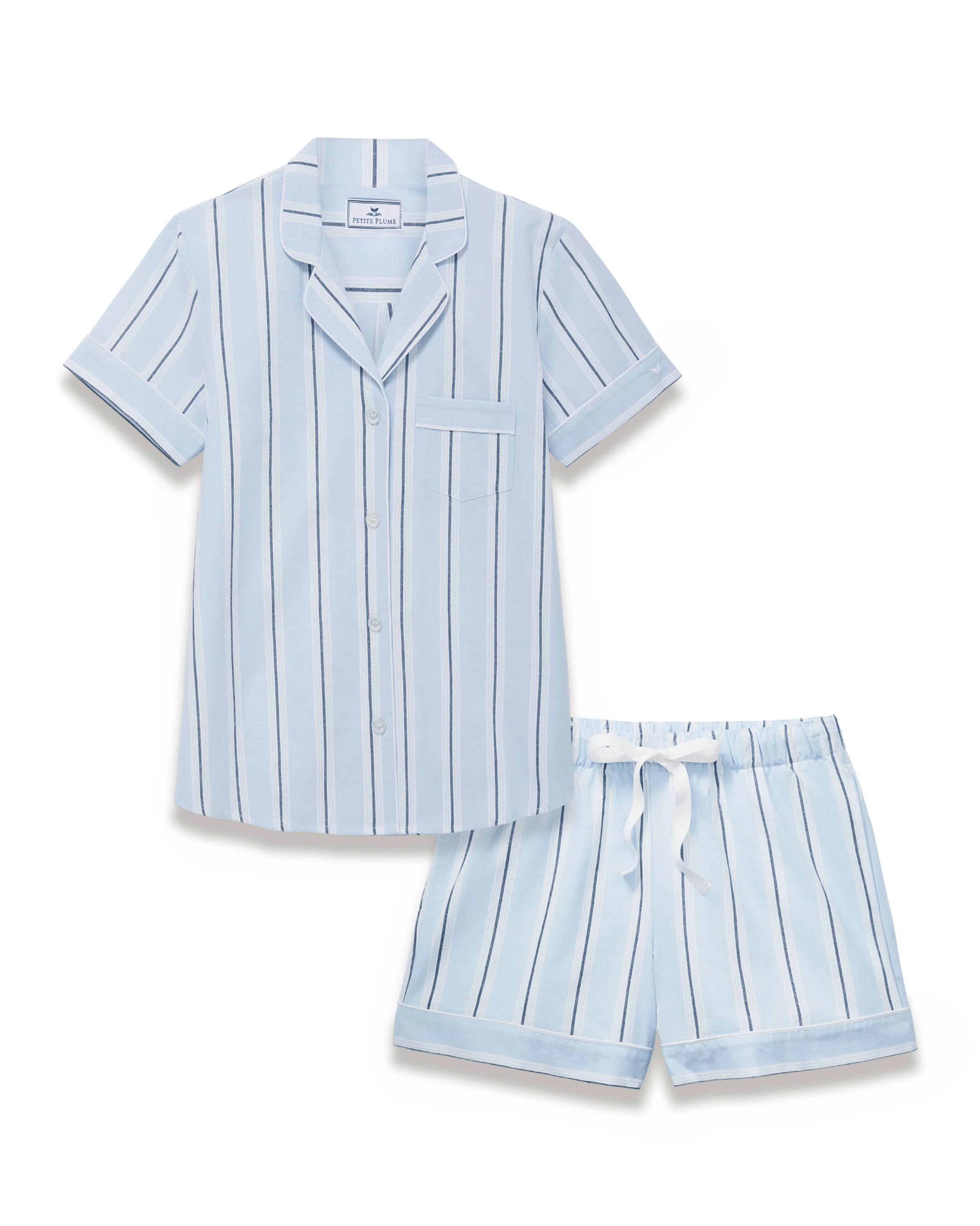 Women's Twill Short Sleeve Short Set in Coastal Stripe - Image 6