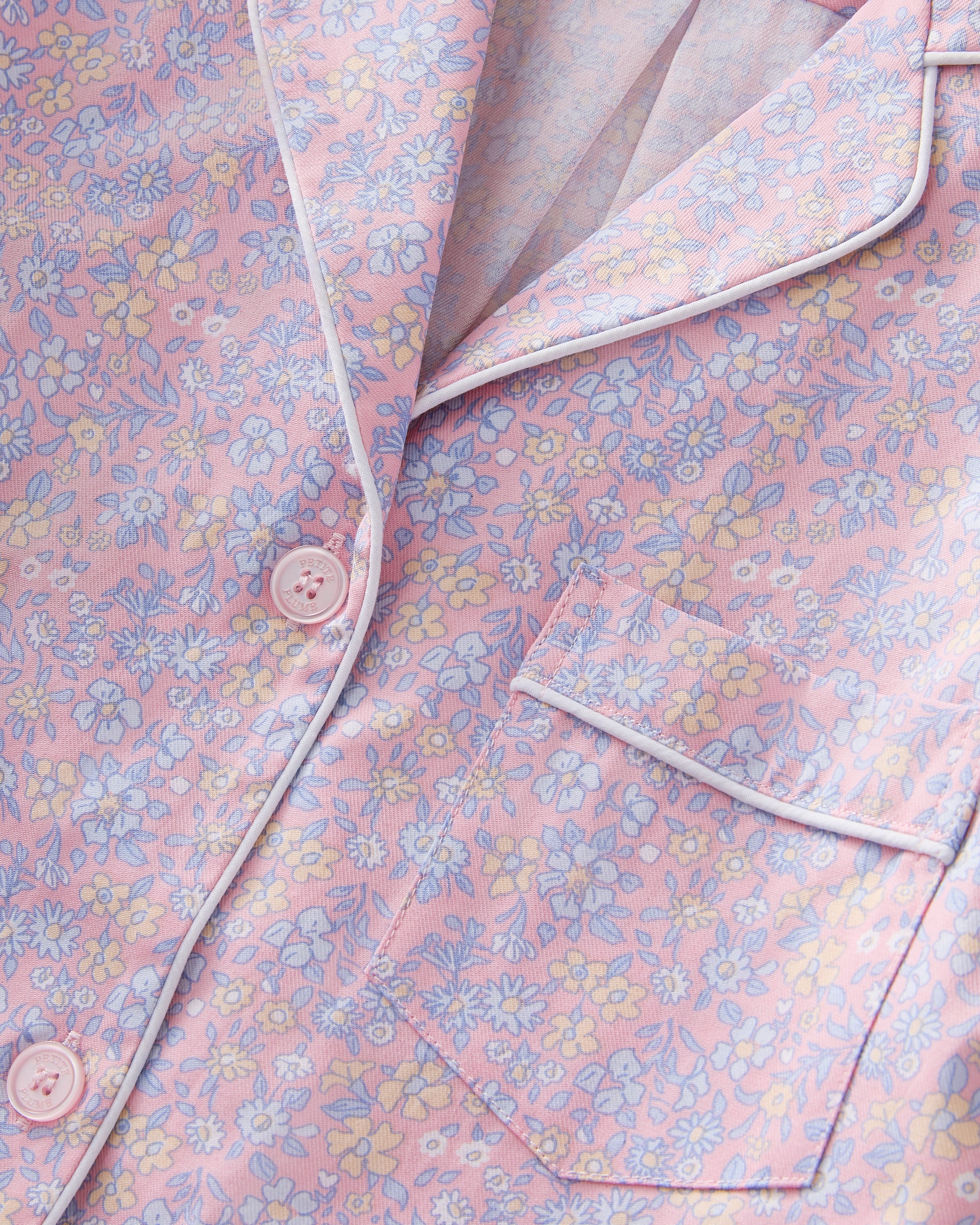 Women's Twill Short Sleeve Short Set in Fleur Blush - Image 7