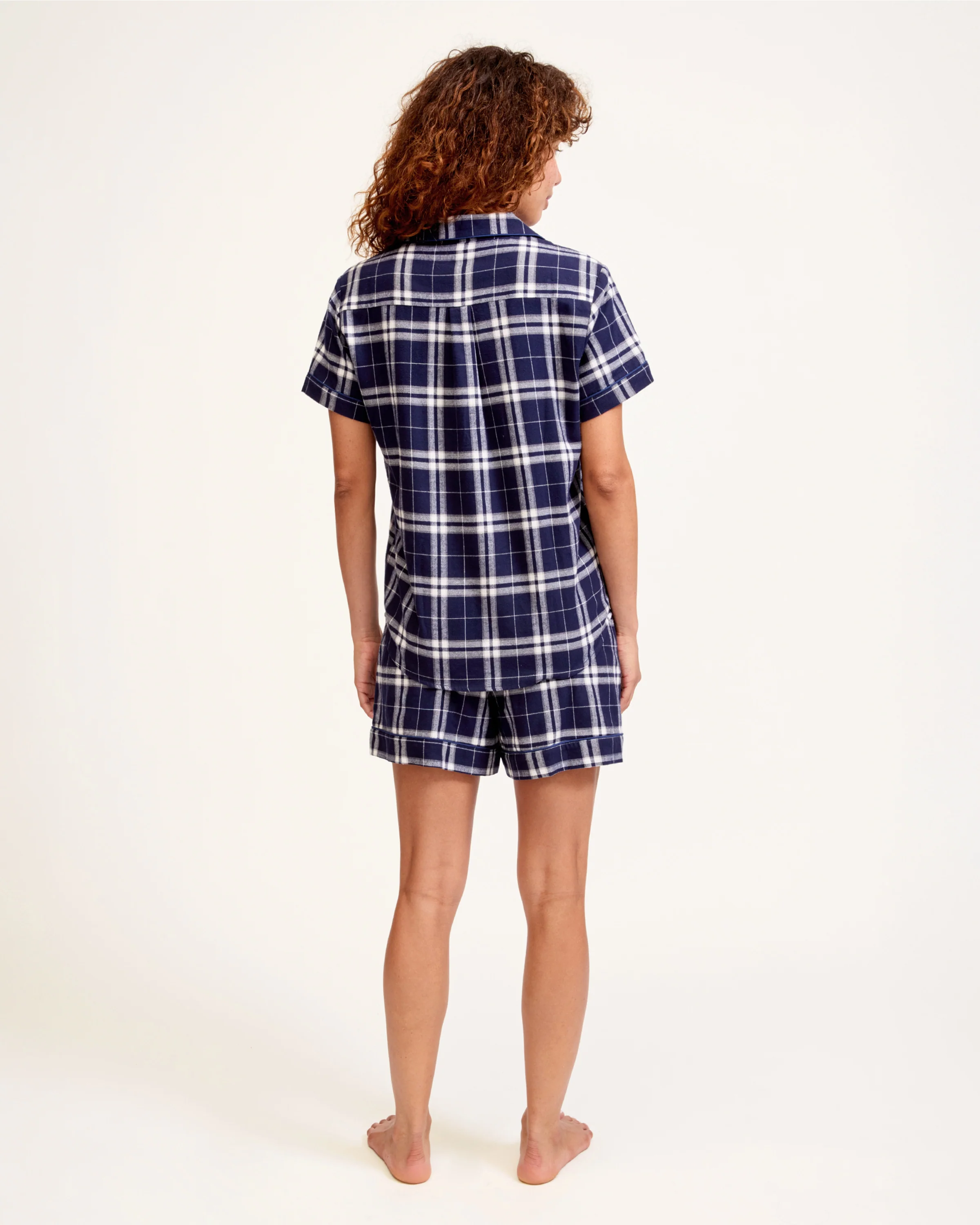 Women's Brushed Twill Short Sleeve Short Set in Oxford Tartan - Image 5