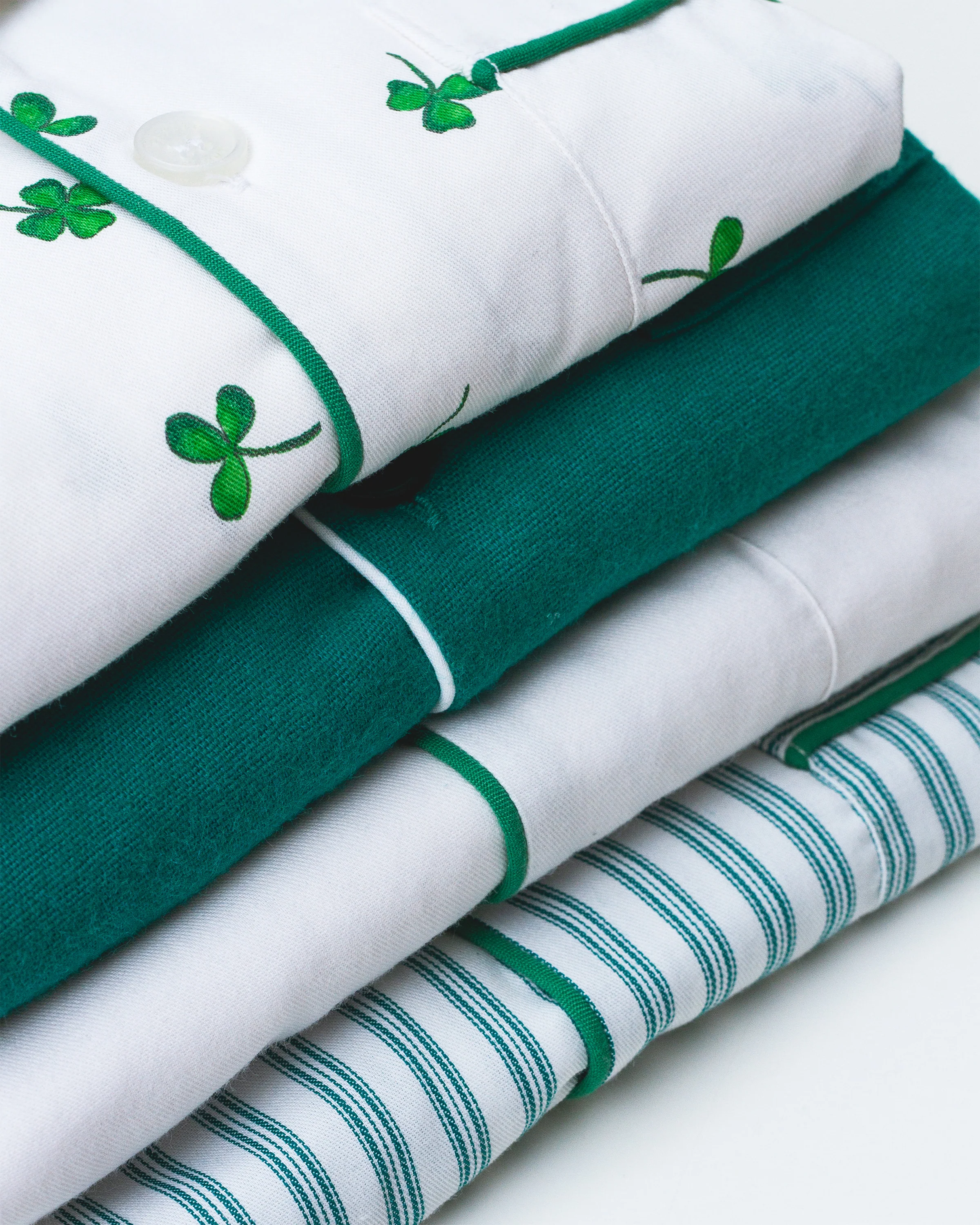 Women's Twill Pajama Set in Emerald Ticking - Image 4
