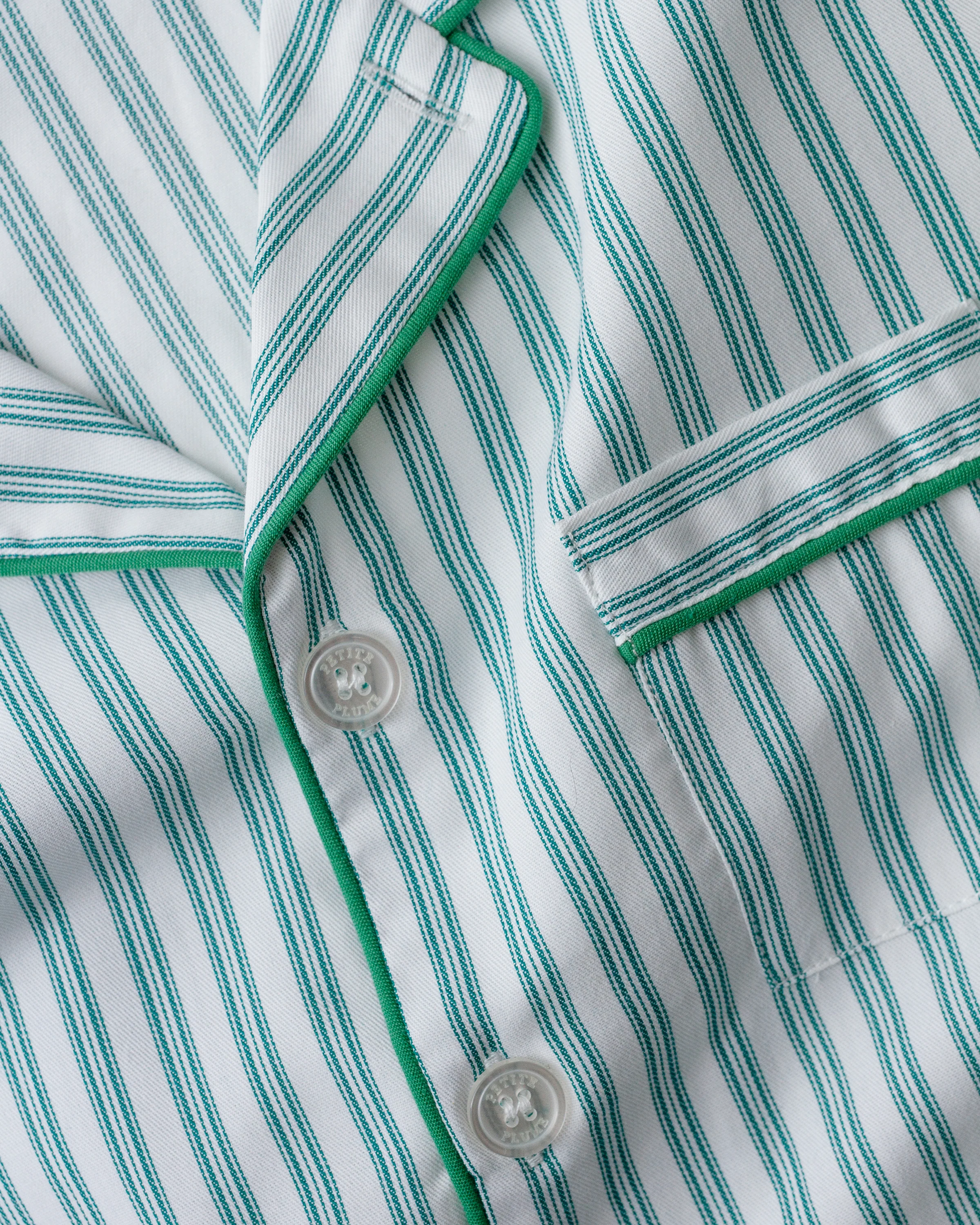 Women's Twill Pajama Set in Emerald Ticking - Image 5