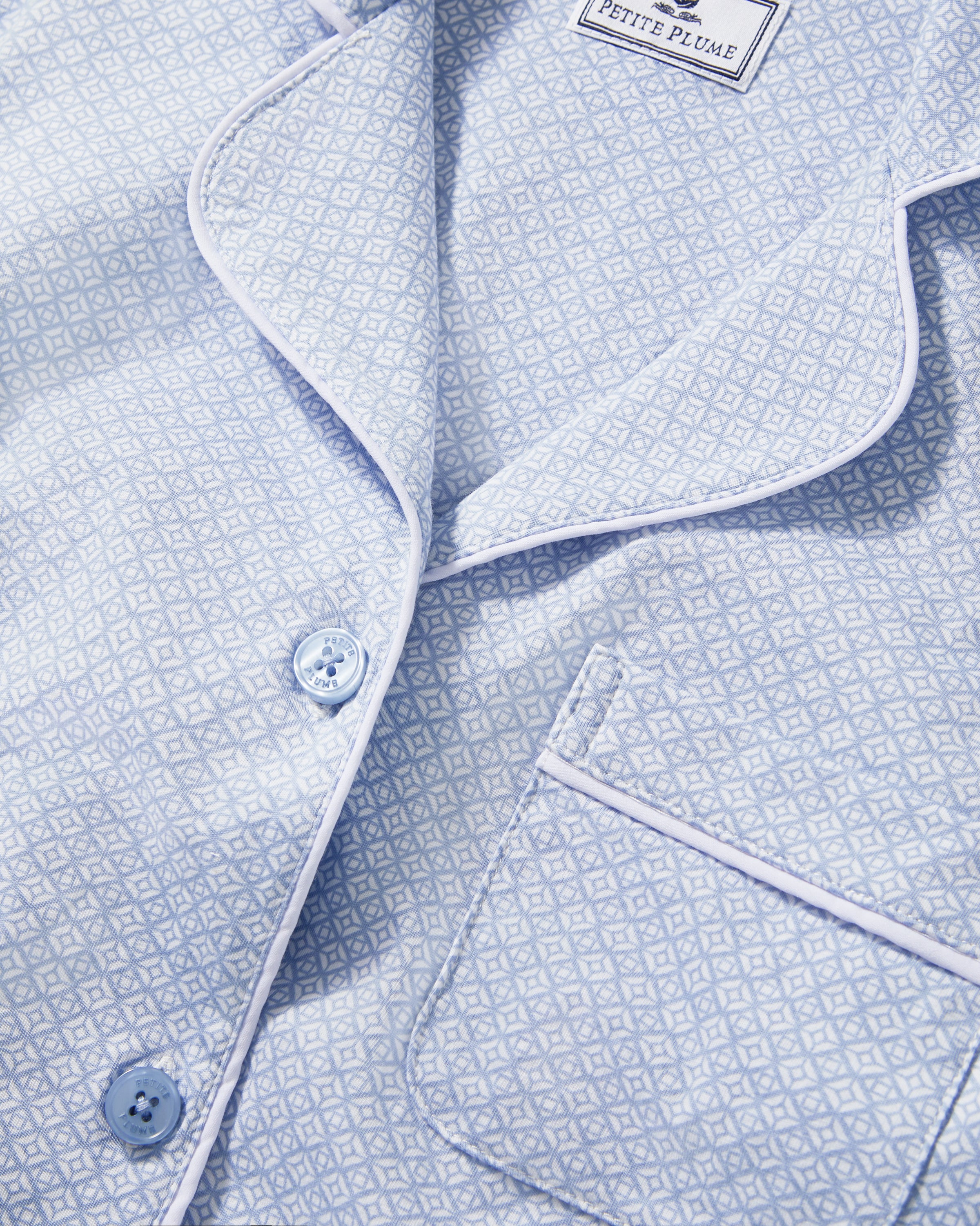 Women's Lightweight Pima Pajama Set in Periwinkle Geo - Image 6